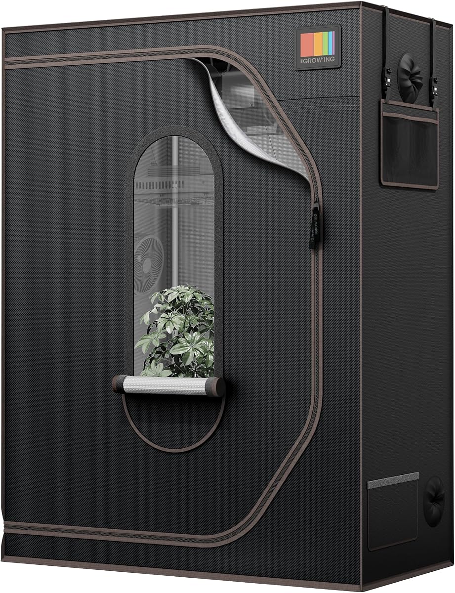 THE Growing 2x4 Grow Tent Frame & Cover Only, 48x24 Indoor Plant Grow Tent | 1000D heavy duty Mylar canvas, 16mm steel frame, resin zipper & carry bag. Tent only, no lights or fans included.