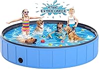 Instraella 97x16'' Extra Large Foldable Dog Pool for Large Breeds - Thickened Collapsible Kiddie Pool, Portable Pet Bathing Tub
