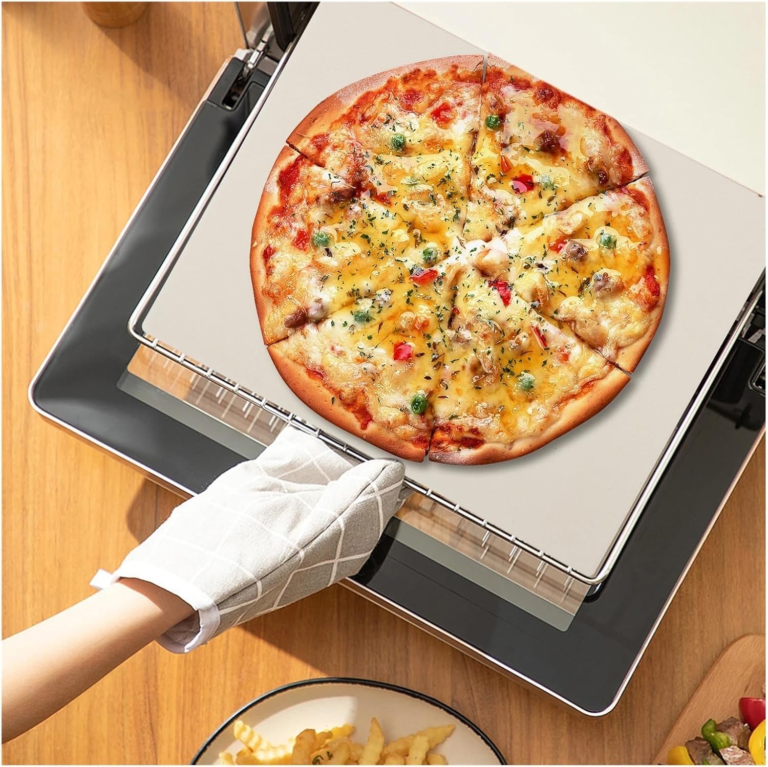 Square Pizza Stone 12Inch Heat Resistant Cordierite Pizza Baking Stone Bread Pan for Oven Cookies Pies Pastry Bread