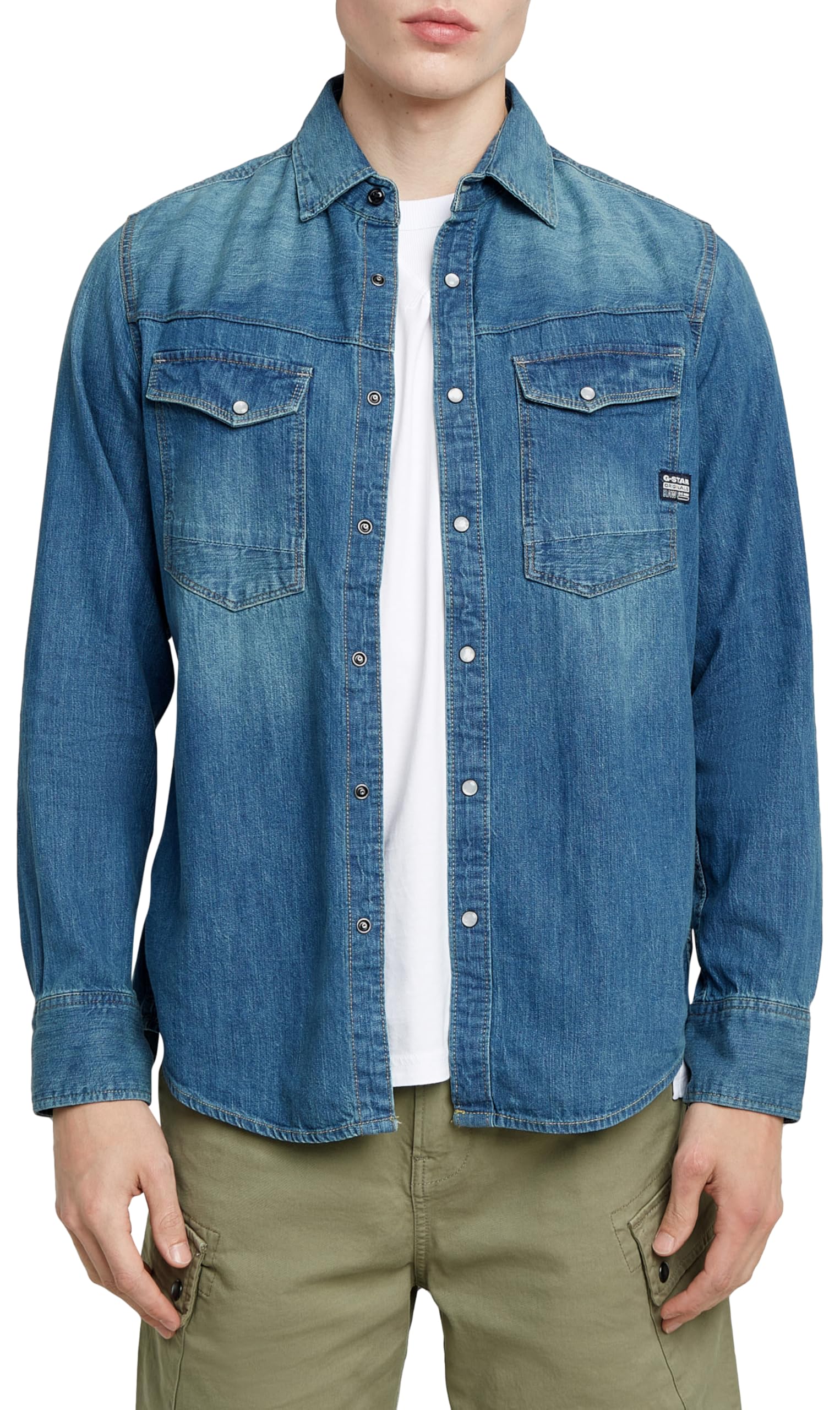 G-Star Men's Blue Dakota Slim Shirt (Worn In Windward D23616-D252-G749), Xl