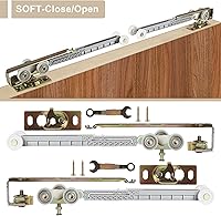 Vista 2 de Sliding Pocket Door Soft Close Hanger Fit Johnson Part #1060 Replacement Kit, 1" Nylon Ball Bearing Wheels, 200lbs Weight Capacity, Single Direction