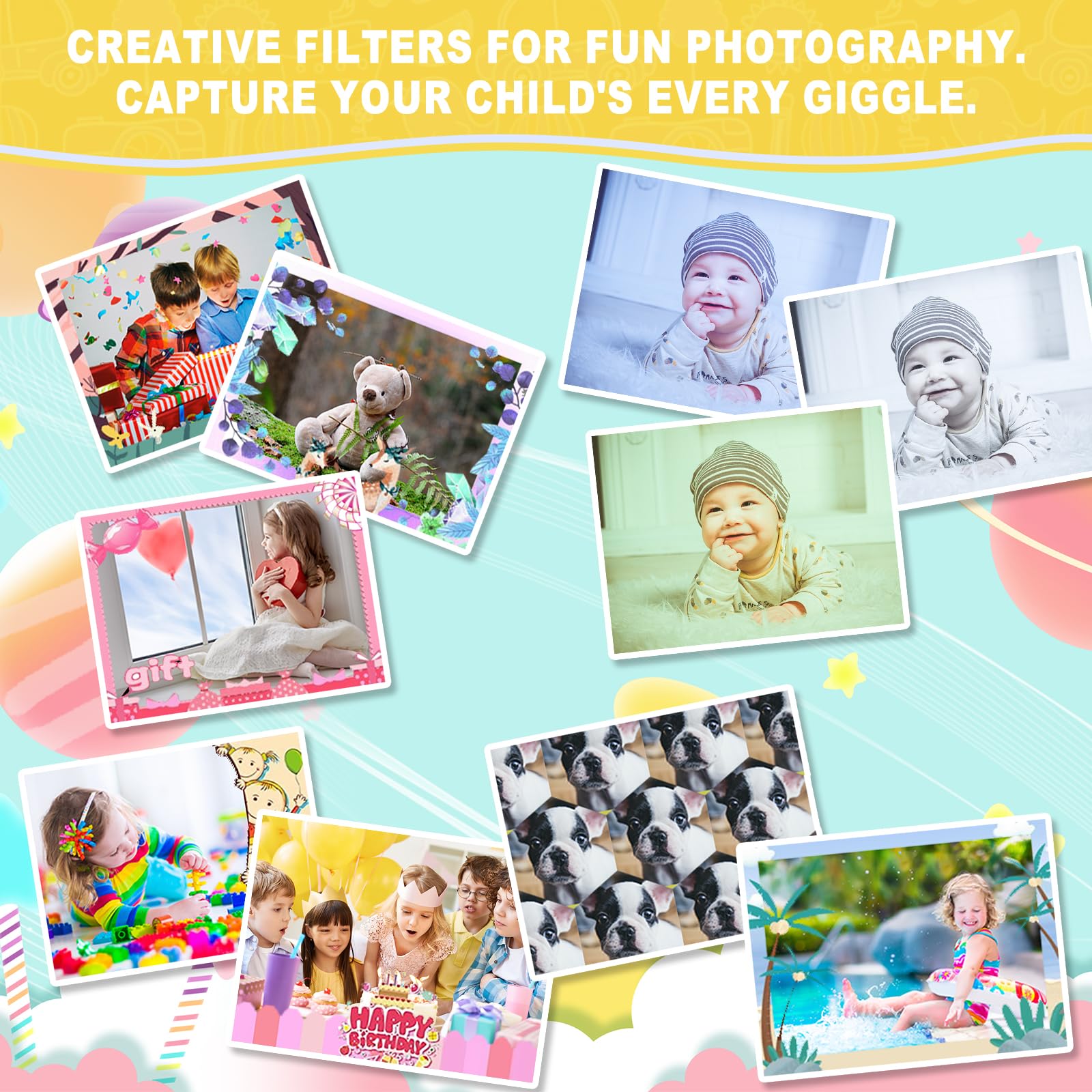 ARNSSIEN Giocattoli fotocamera bambini 3 4 5 6 7 8 9 10 11 12 anni ragazze/ragazzi, Macchina Fotografica Digitale, Regali bambini Natale e compleanni,Fotocamera selfie per bambini con scheda da 32 GB