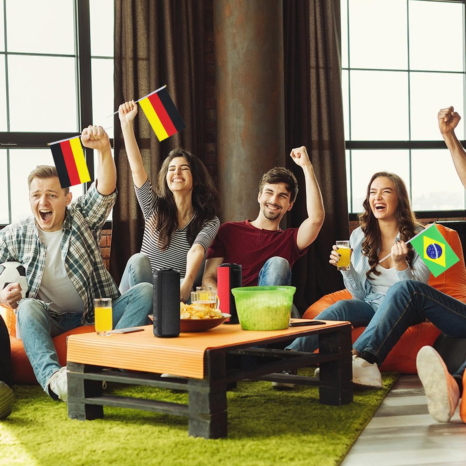 Banderas del Mundo Set 32 Países 14x21cm Poliéster Doble Cara Decor Copa Mundial