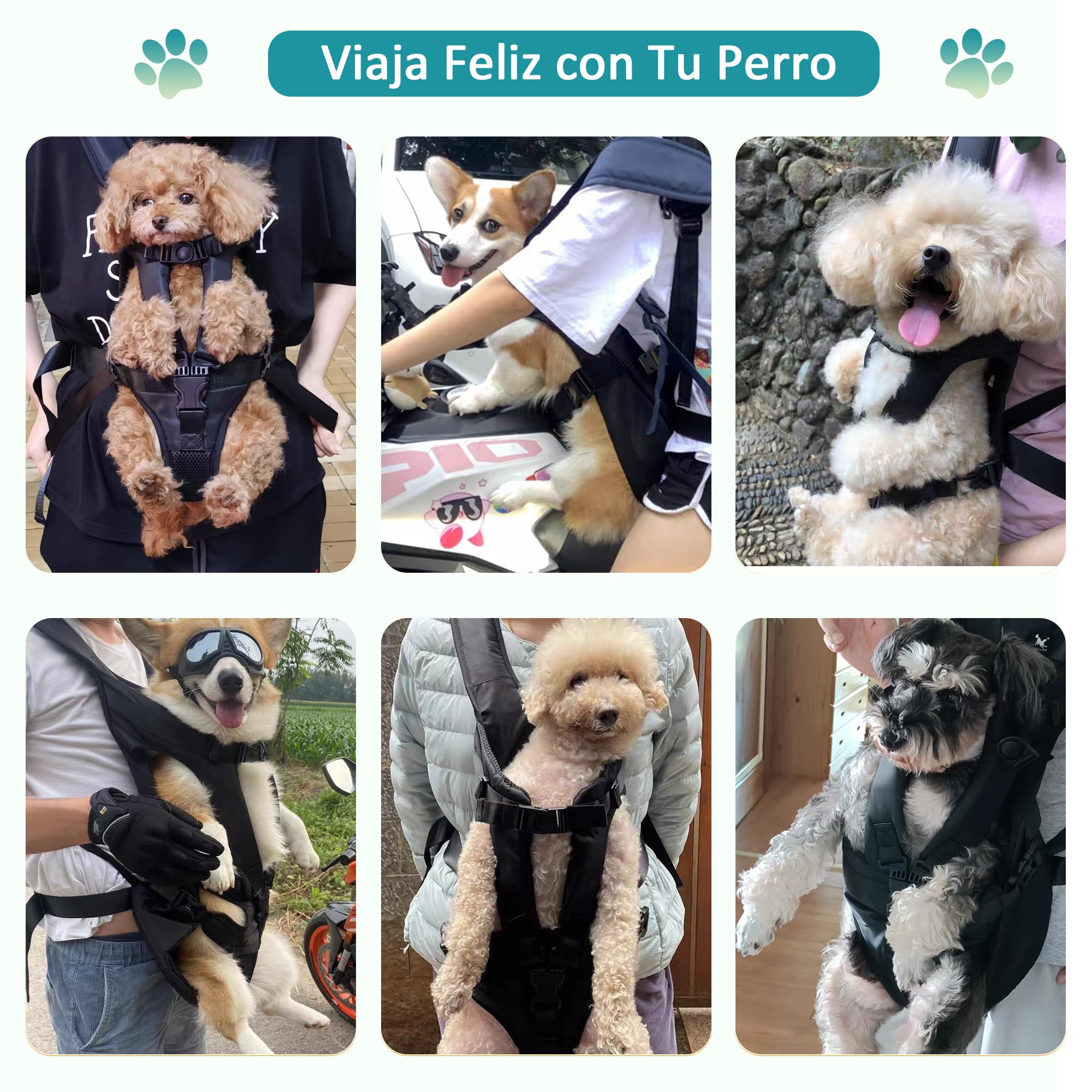 ALLSOPETS Mochila para Perros Frontal Ajustable, Mochila Transportadora para Perros Pequeños y Medianos, Portátil para Ciclismo, Senderismo y Viajes (Rosa Pastel, XL)
