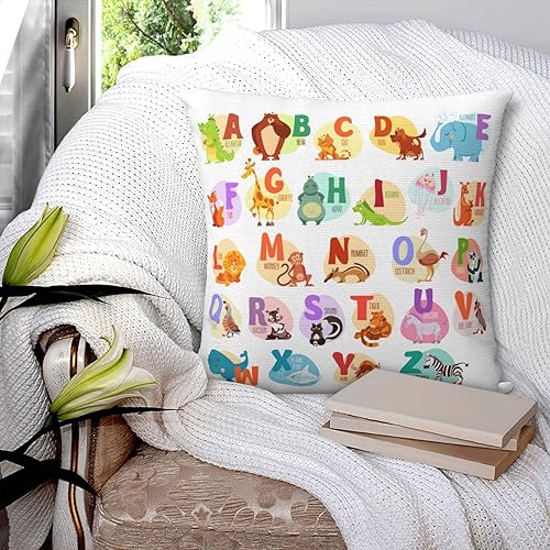 Miniatura 7 de Fundas de almohada educativas del alfabeto de 18 x 18 pulgadas, funda de almohada para sofá, cama, decoración del hogar