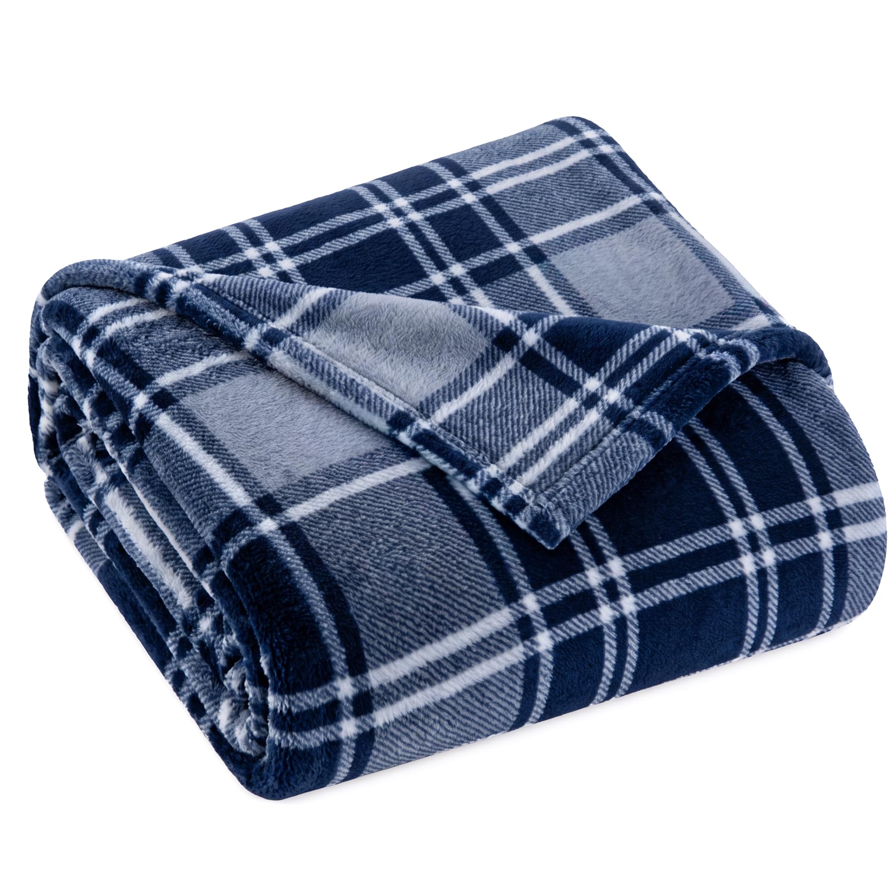Adore Home Super Soft Plush 250gsm Check Fleece Throw, Blue, 150x200cm