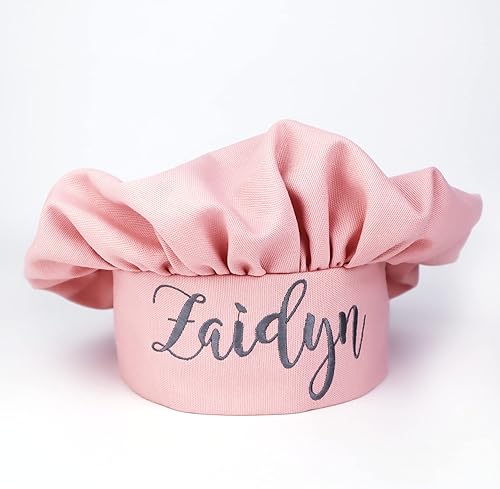 Miniatura 3 de Kids Apron and Chef Hat Set for Girls Pink Personalized Embroidered Custom Name Children Cotton Apron with Pocket. Girls Kitchen Apron Cooking,