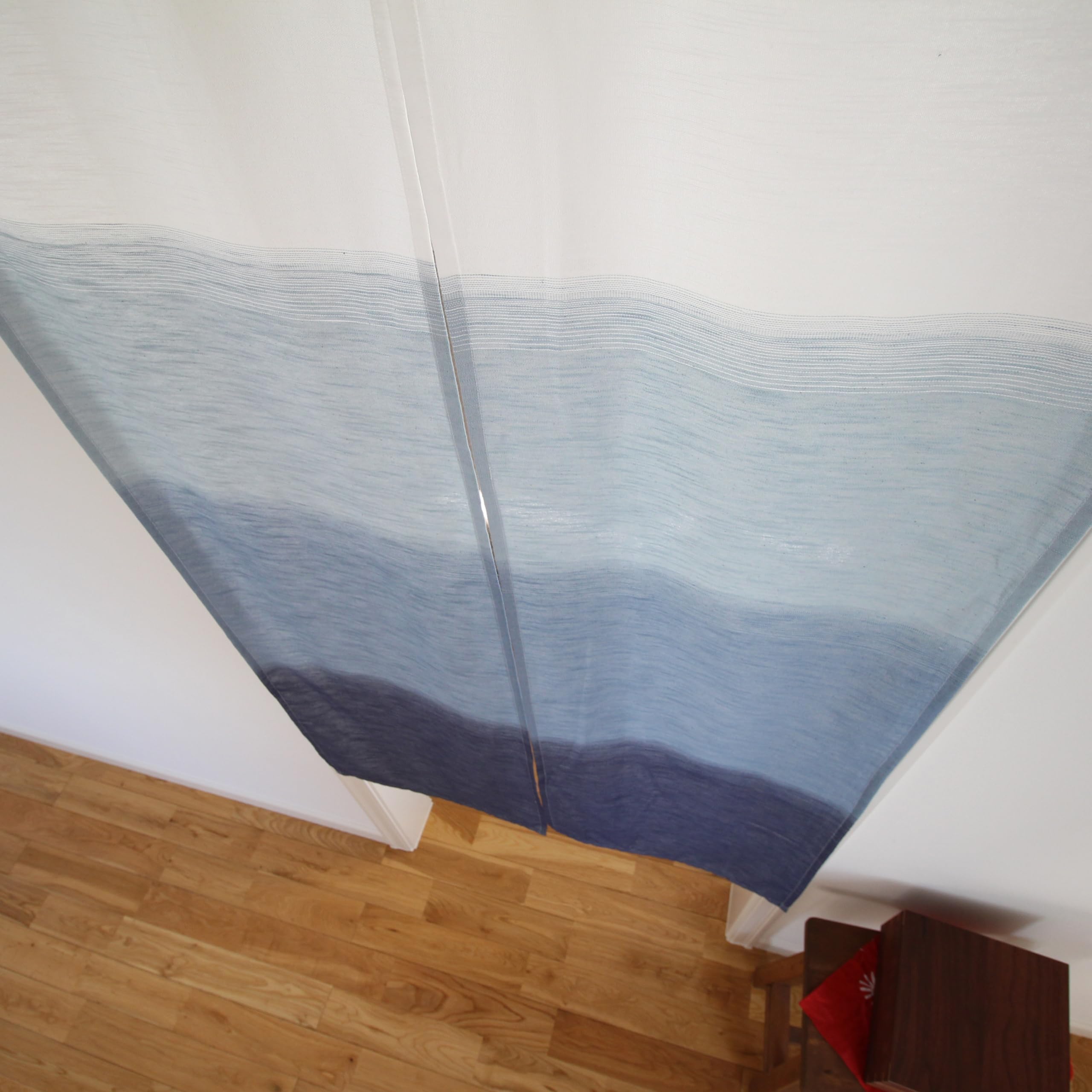 SunnyDayFabric Türvorhang (Breite 80 x Höhe 140 cm) GENSOU Tapestry Noren Raumteiler Vorhang (Blau)