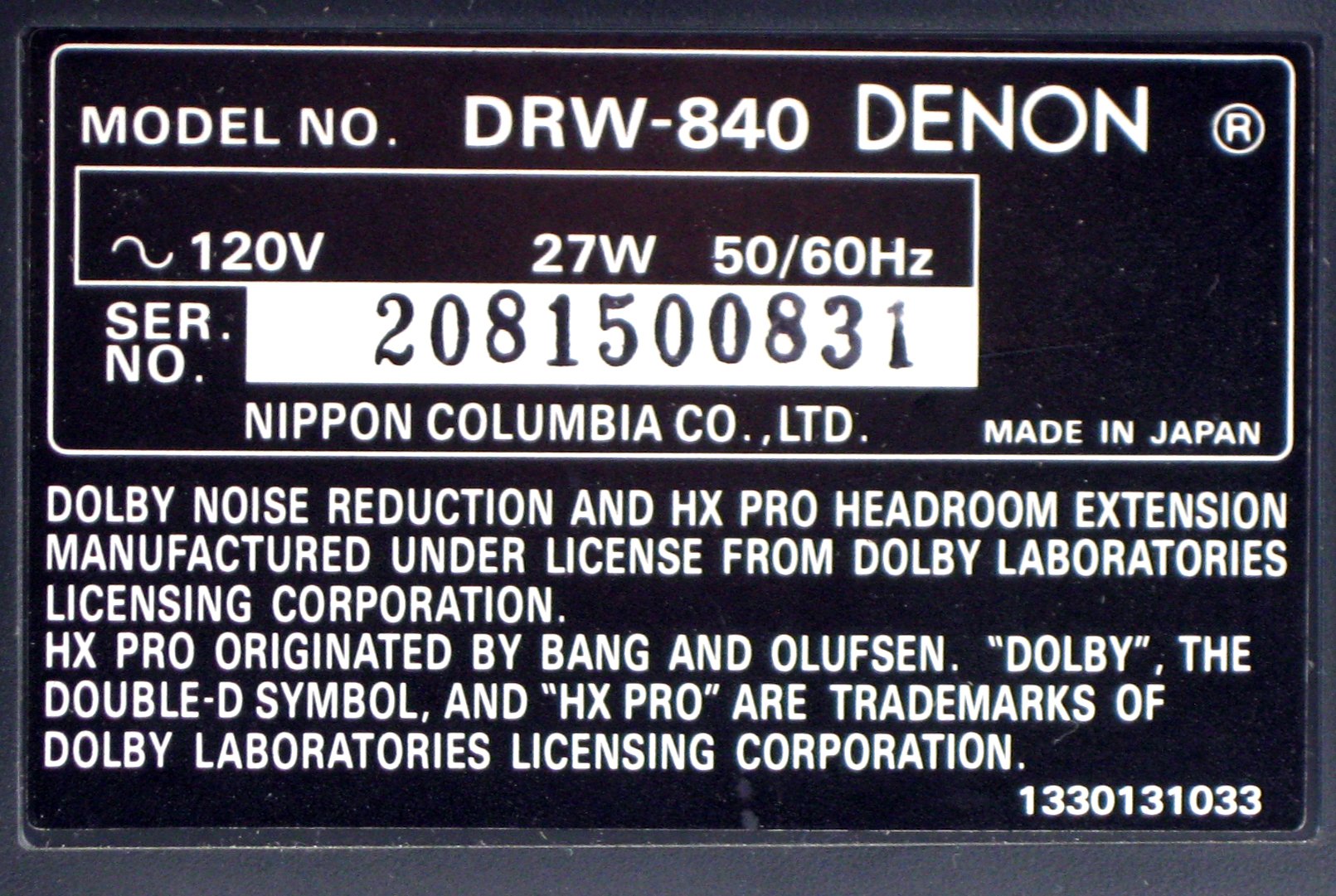 Platine Cassette Denon DRW840 - Double Platine Hi-Fi Autoreverse - Occasion