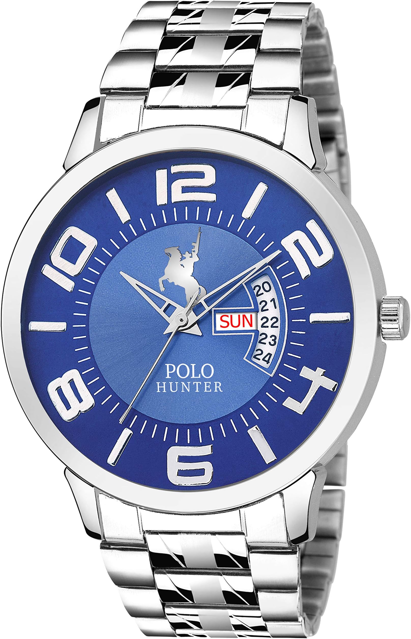 Polo Hunter Analogue Blue Dial Day and Date Men's Watch