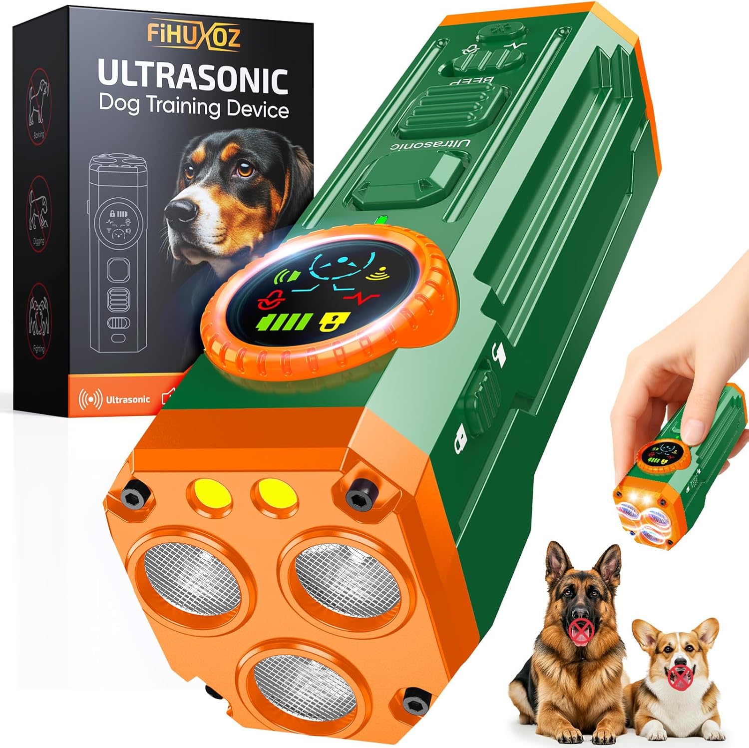 Dog Bark Deterrent Devices, 2025 Upgraded 3X Sonic Emitters Anti Barking Device for Own Or Neighbor's Dog, Safe & Effective Portable Ultrasonic Dog Bark Shield Rechargeable Dog Barking Silencer