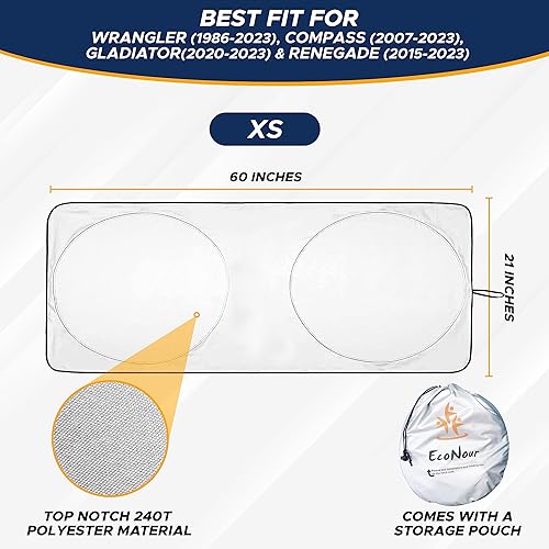Miniatura 21 de EcoNour - Parasol para parabrisas de camioneta, para ventana delantera de camión, máxima protección contra rayos ultravioleta y calor solar, para un