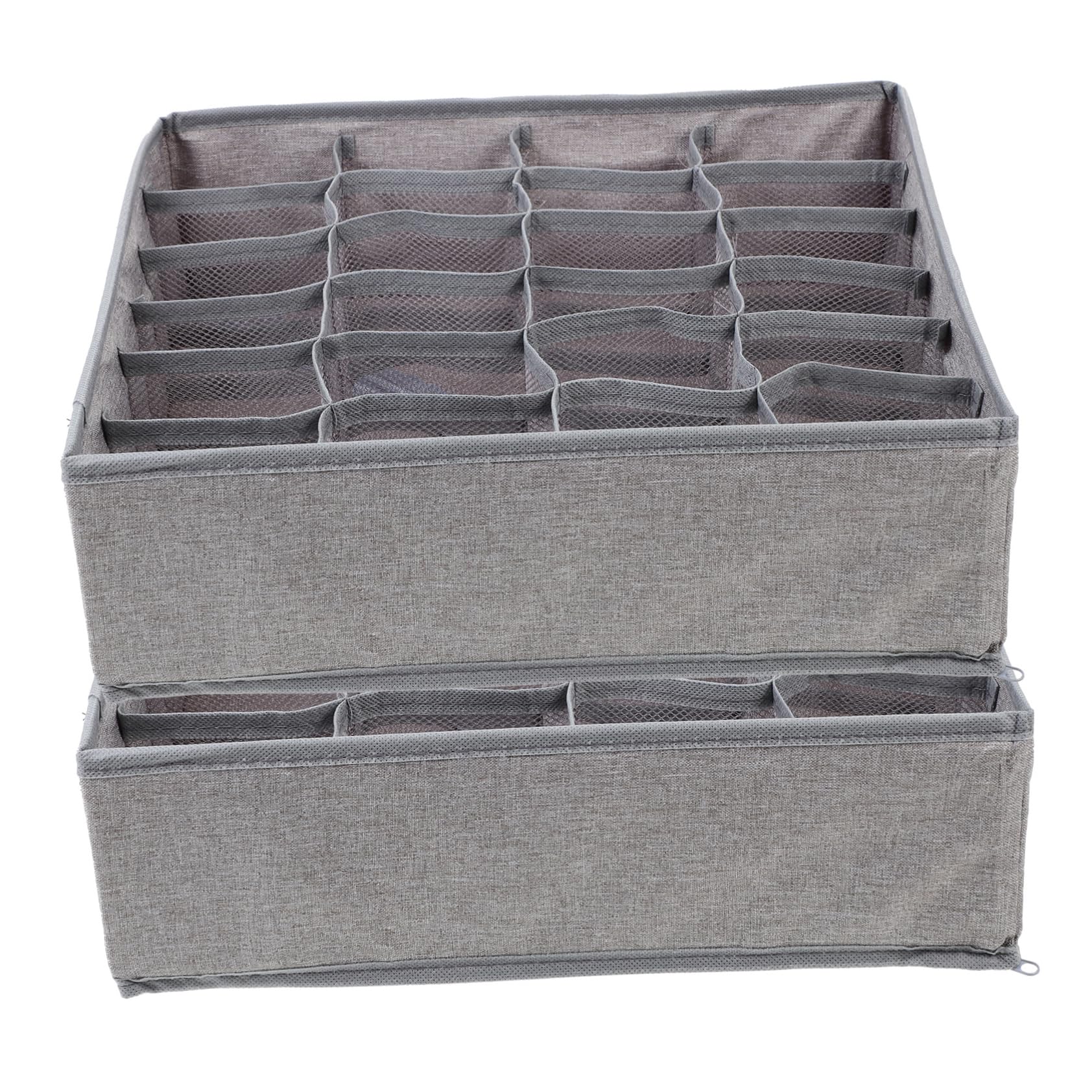 Vaguelly 2Pcs Foldable Drawer Type Underwear Organizer Wardrobe Storage Box with Individual Compartments for Socks Panties Ties for Bedroom Bathroom