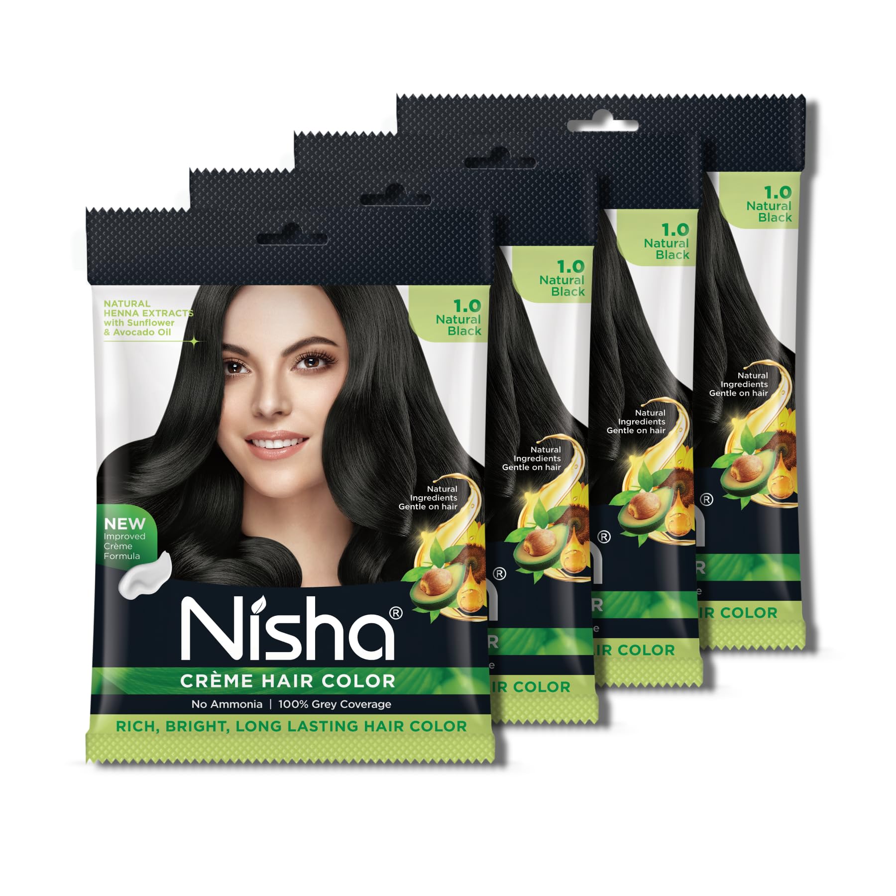 Nisha Cream Hair Colour Natural Black 40g (Pack of 4) | Full Grey Coverage | Long-Lasting Hair Color Cream | Smooth & Even Application-picture-56