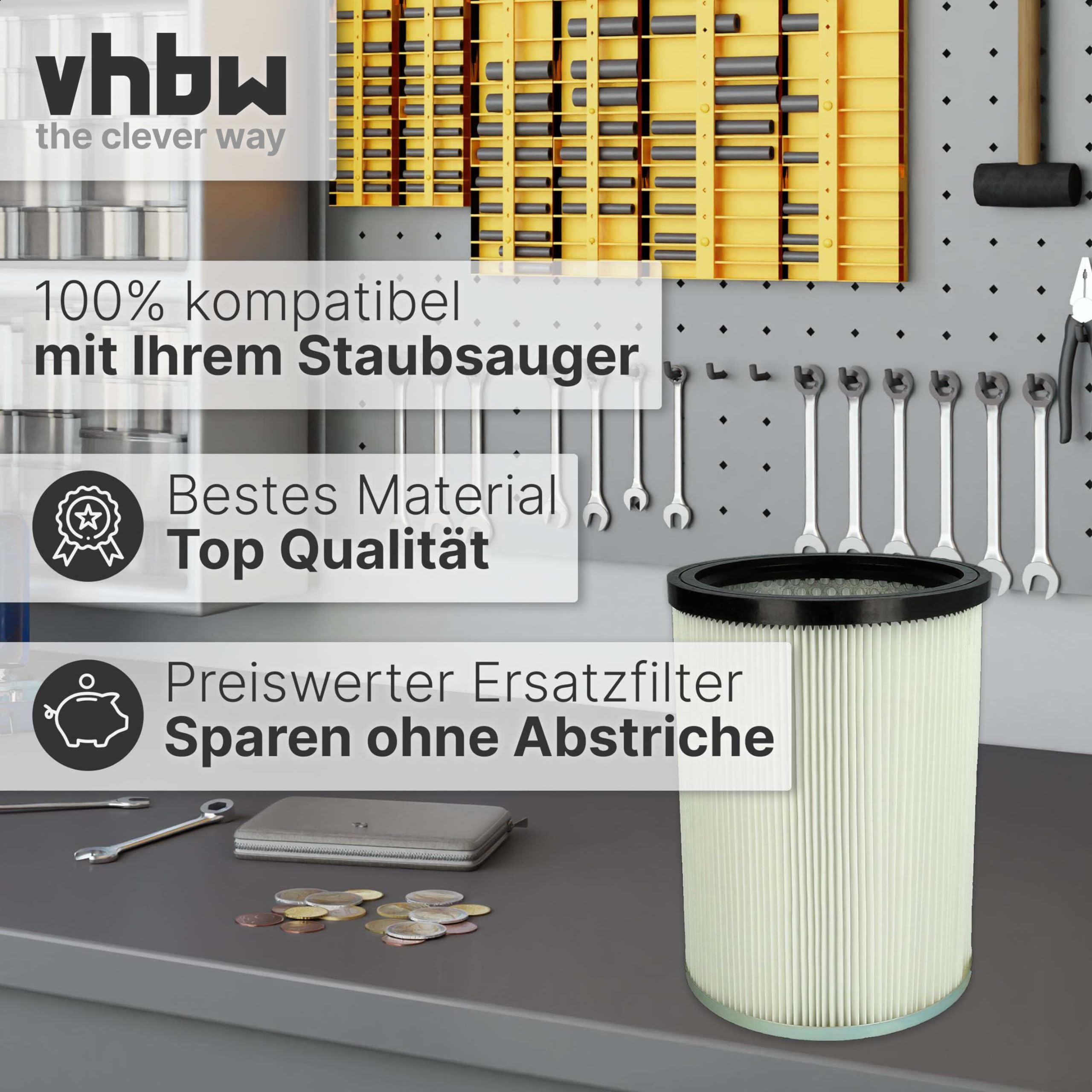vhbw 5x Faltenfilter kompatibel mit Kärcher NT 50/2 Me Classic *BR 127V | NT 50/2 Me Classic *BR 220V Staubsauger - Patronenfilter Weiß