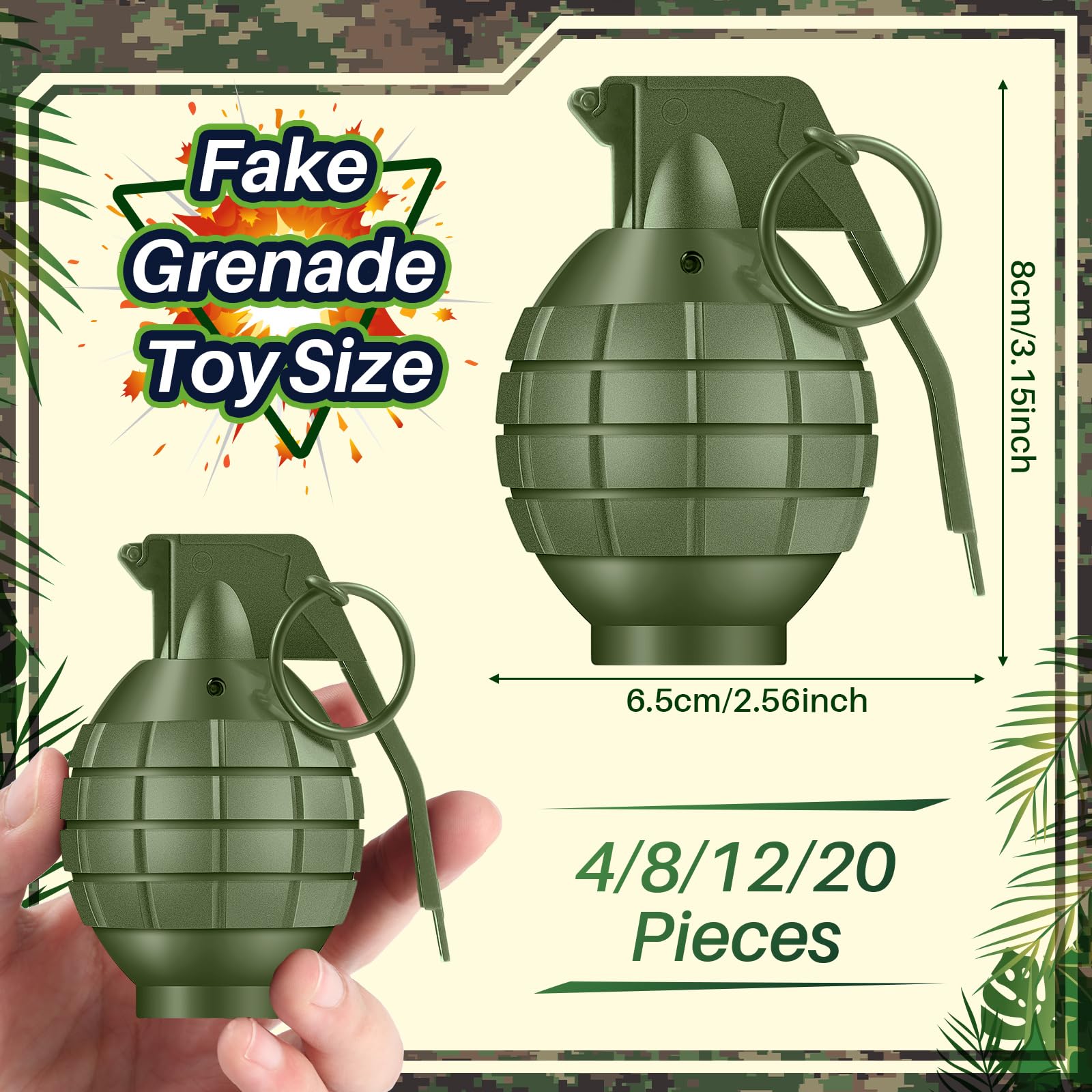 Sratte 4 Pcs Toy Hand Grenades with Realistic Sound Effects and Flashing Light, Plastic Fake Grenades Military for Army Role Play Prop (Green) : Toys & Games