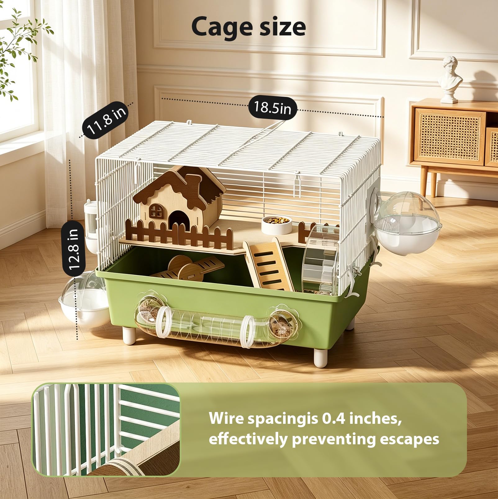 Hamsterkäfig, Nagerkäfig, Kleintierkäfig, Trainingshaus, Acryl, transparent | tragbarer Aufbewahrungs-Spielplatz, Hamster-Rad-Gehege für Zuhause, Reisen, 47.5*30*32.5cm