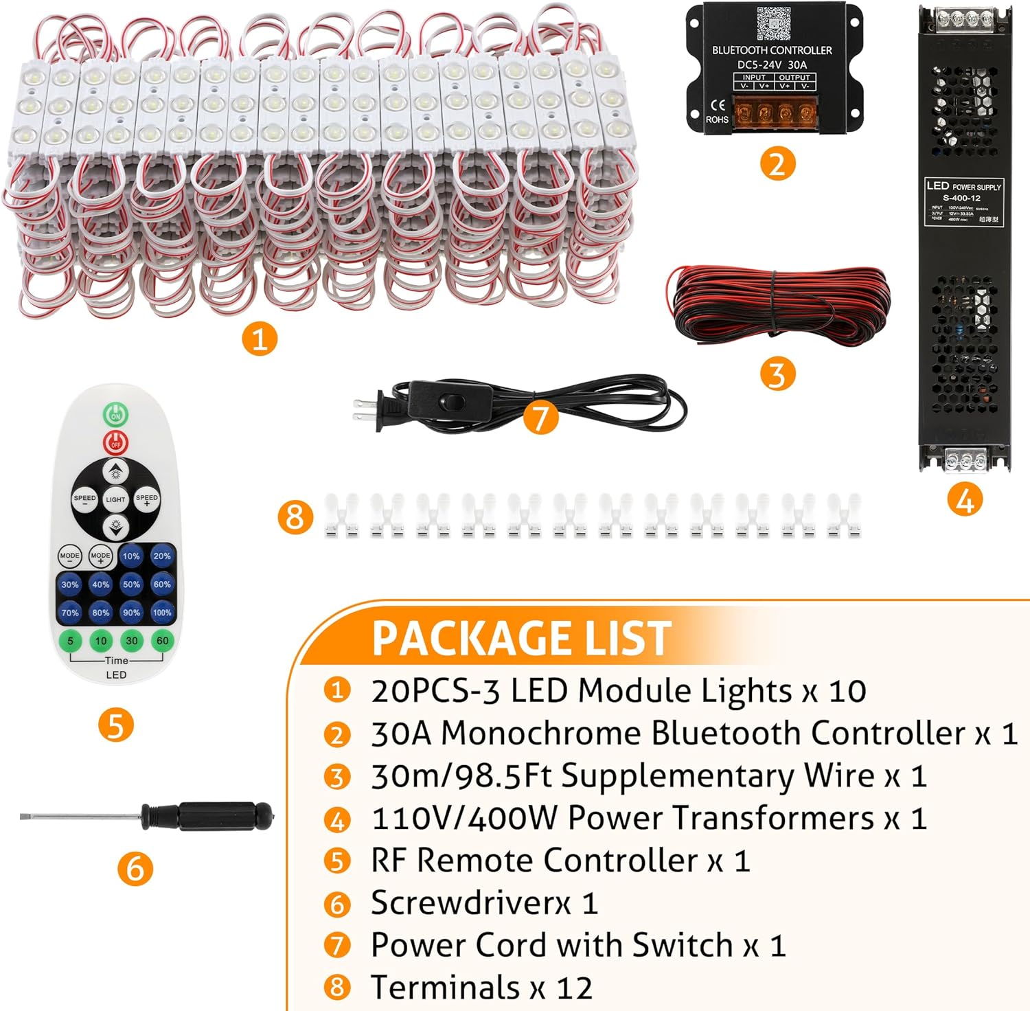 WICHEMI 100FT Storefront LED Lighs for Business Bluetooth APP Control LED Module for Signs Daylight White 6500K Storefront Lights 1.32W 12V 2835 SMD Window Lights for Business Advertising Store Décor