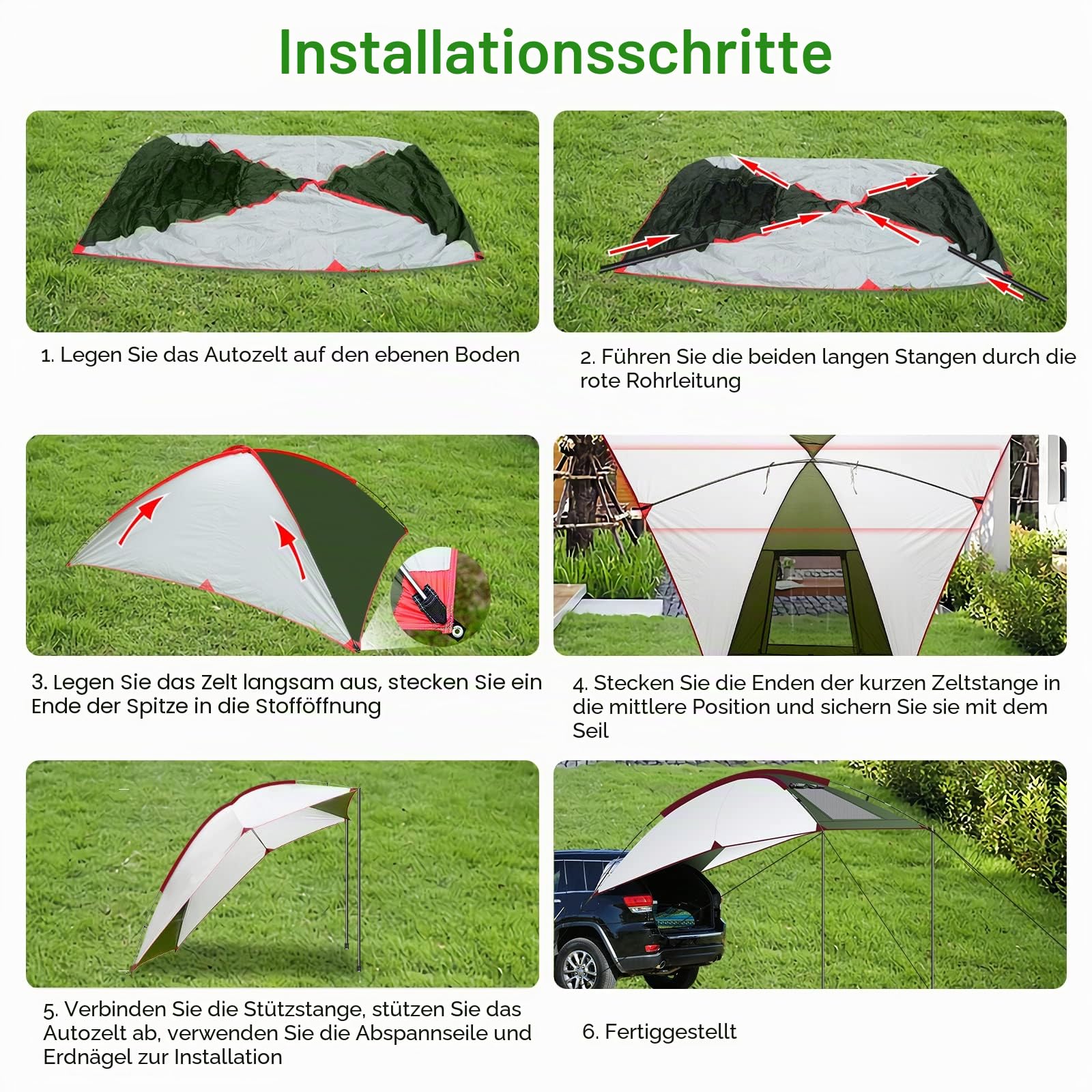 Autozelt Sonnendach für Camper, SUV & Wohnwagen, Tragbare Campingbus Markise Sonnensegel Wasserdicht, Busvorzelt Dachzelt Heckzelt Sonnenschutz für Outdoor Camping Selbstfahrer, 2.4X1.9X2m