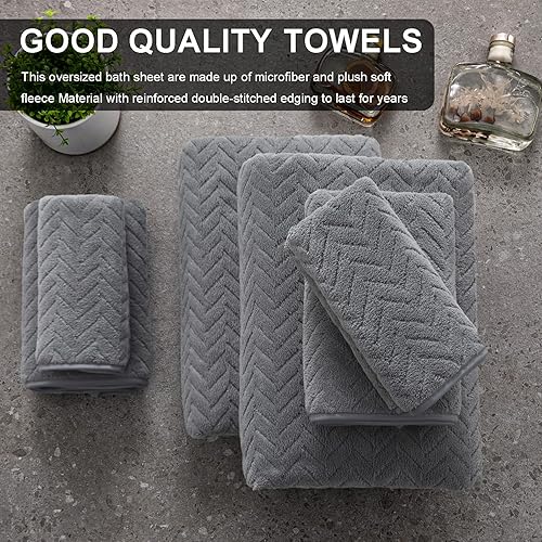 Miniatura 7 de Ferdilan Juego de 2 toallas de mano de 16 x 31 pulgadas, toallas de baño color gris oscuro, toallas ultrasuaves y absorbentes de 21.16 ozm, toallas
