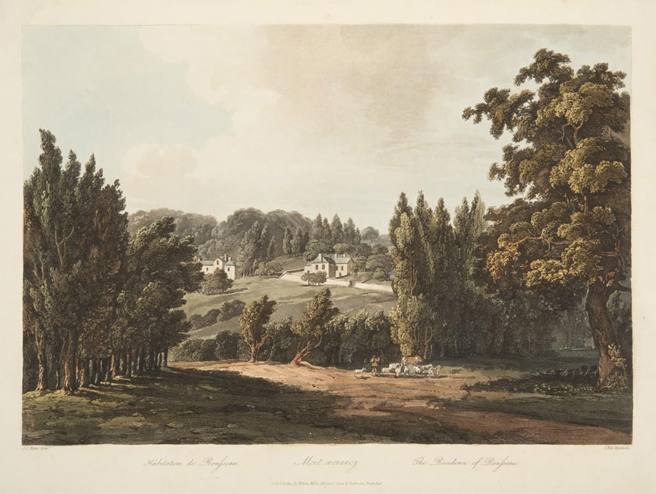 Artxlxxbn No Frame Famous Prints Artwork Pictures Poster Painting Art The Residence Of Rousseau Illustration From Versailles By Claude Nattes Artwork Landscape Pictures For Home Decor 60X90cm