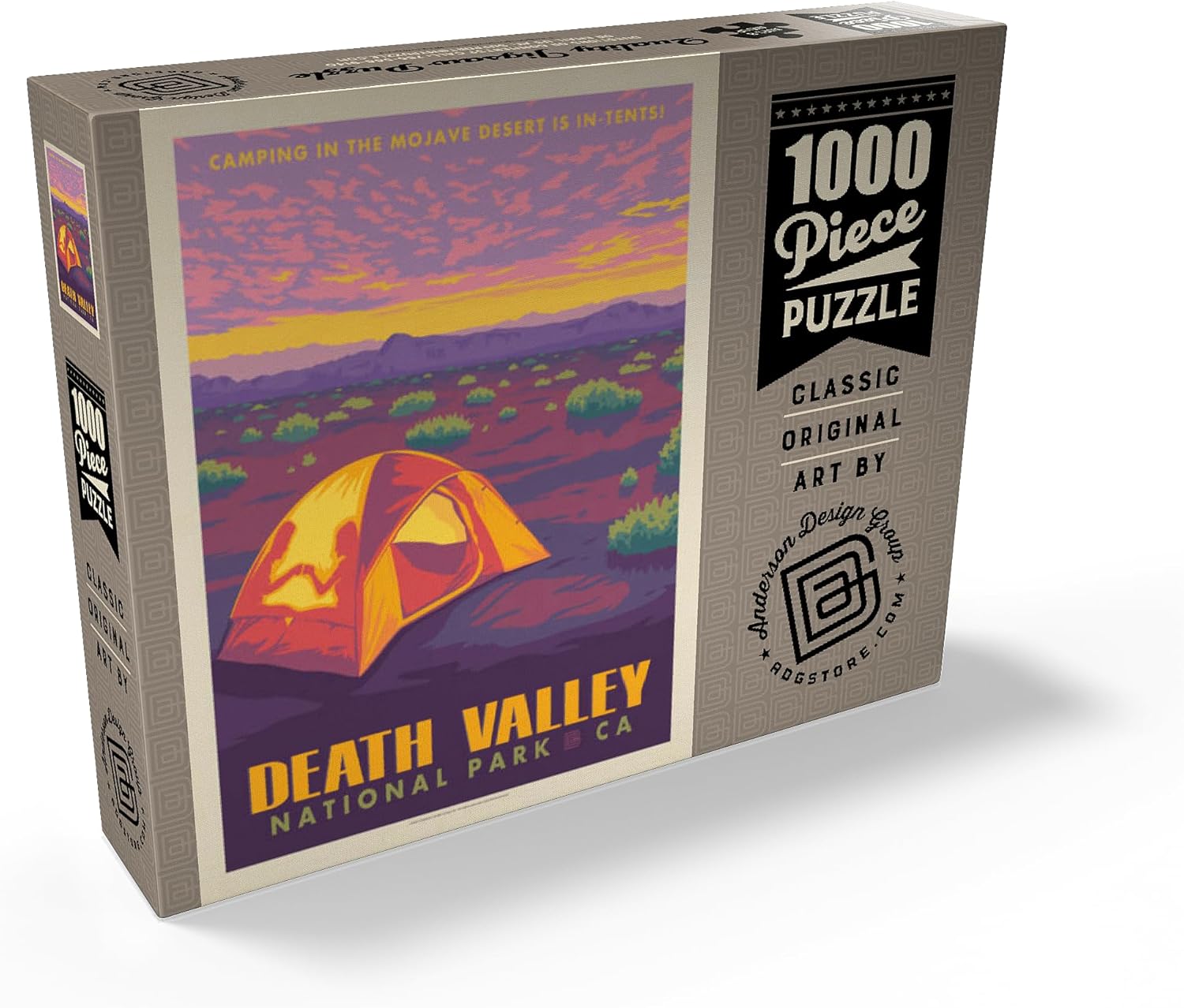 MyPuzzle Death Valley National Park: Camping, Vintage Poster - Premium 1000 Piece Jigsaw Puzzle for Adults