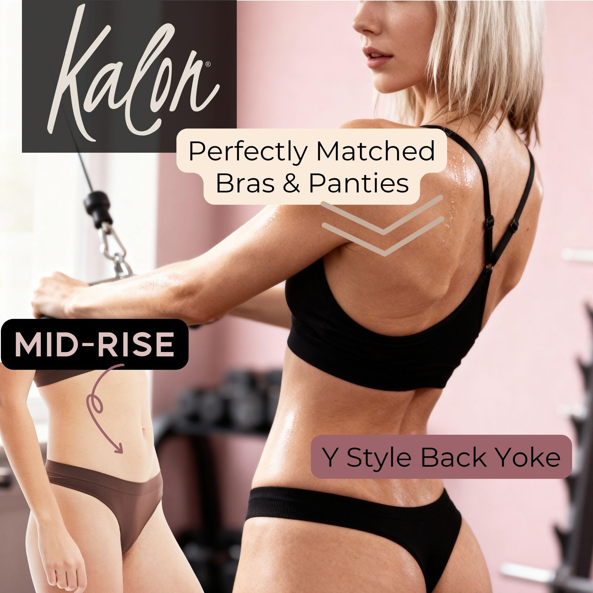 Kalon Women's 6 Pack Nylon Spandex Thong Underwear