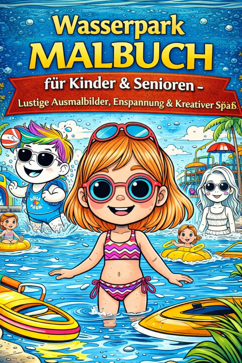 Wasserpark Malbuch für Kinder & Senioren – Lustige Ausmalbilder, Entspannung & Kreativer Spaß: 85+ fröhliche Wasserpark Szenen zum Ausmalen – 173 ... gegen Stress und für kreative Auszeiten