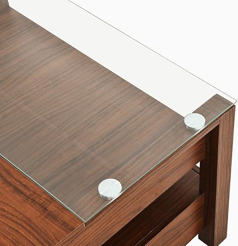 Miniatura 5 de DWVO Mesas de centro elevables, mesa de centro cuadrada con cajones y compartimento oculto, mesa central retro de mediados de siglo con mesa de