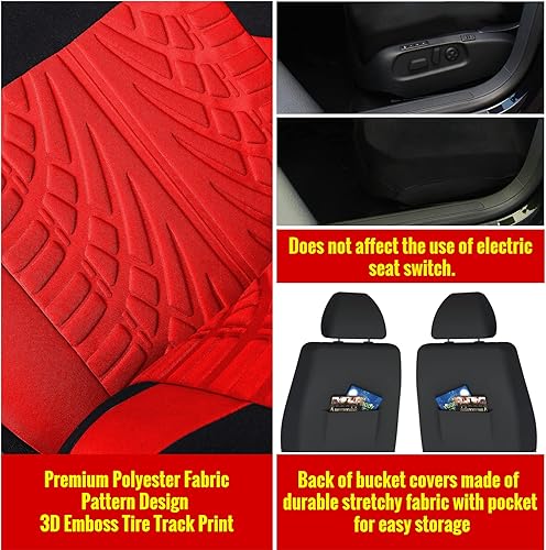 Miniatura 5 de AUTOYOUTH - Juego completo de fundas color rojo para asiento de vehículo, fundas de asiento delantero con funda de asiento dividido para automóviles