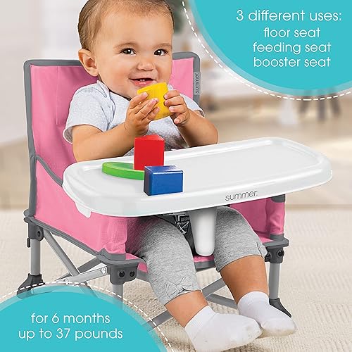 Miniatura 2 de Summer Pop N Sit - Silla elevadora portátil rosa y gris asiento elevador para uso en interiores y exteriores plegado rápido fácil y compacto