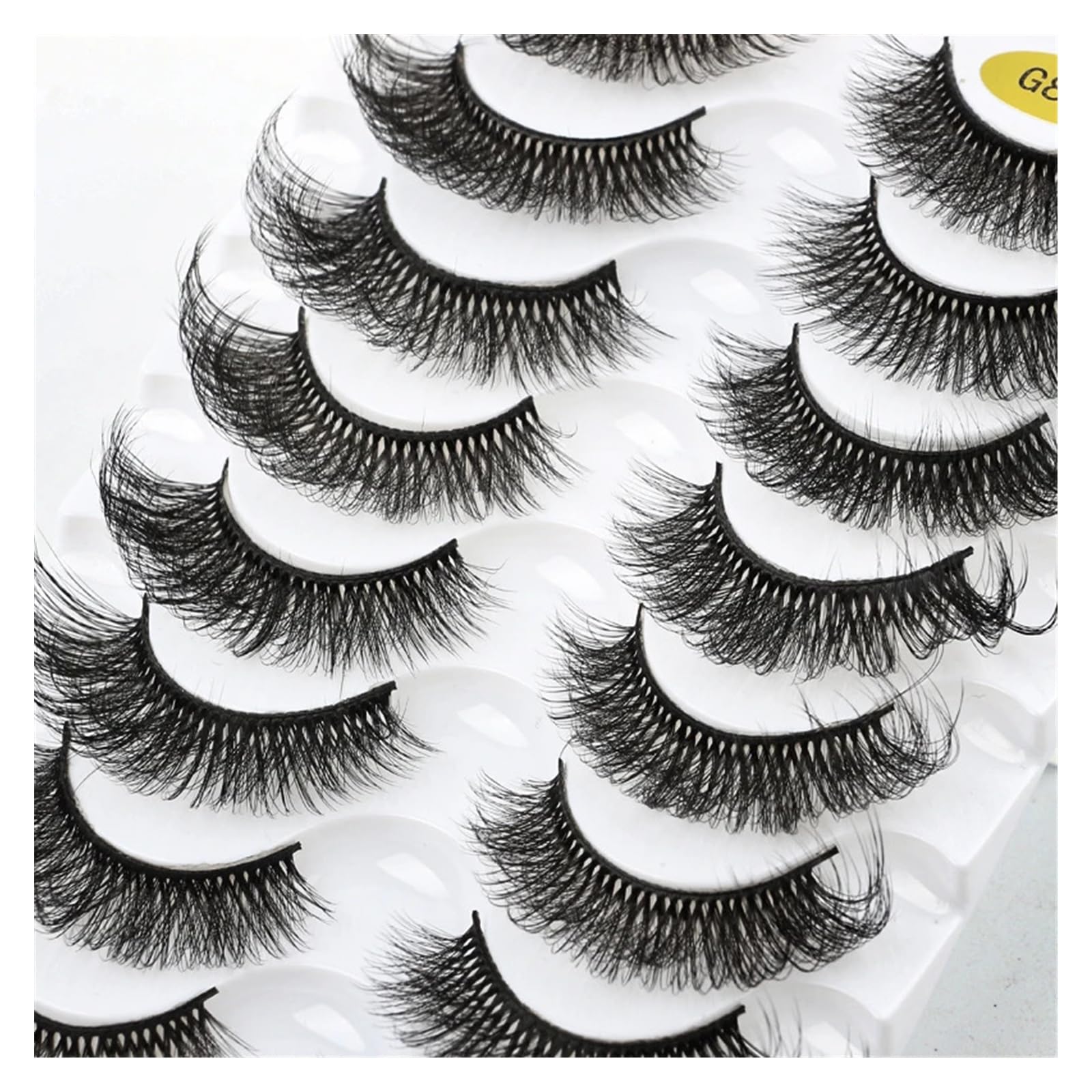 UAMOU 5/50 pudełek rosyjskie rzęsy w paski DD Curl Lashes 8 par 3D rzęsy z norek naturalne puszyste sztuczne rzęsy przedłużanie Cheerfully (Color : 8Pairs G881, Size : 5 Boxes)