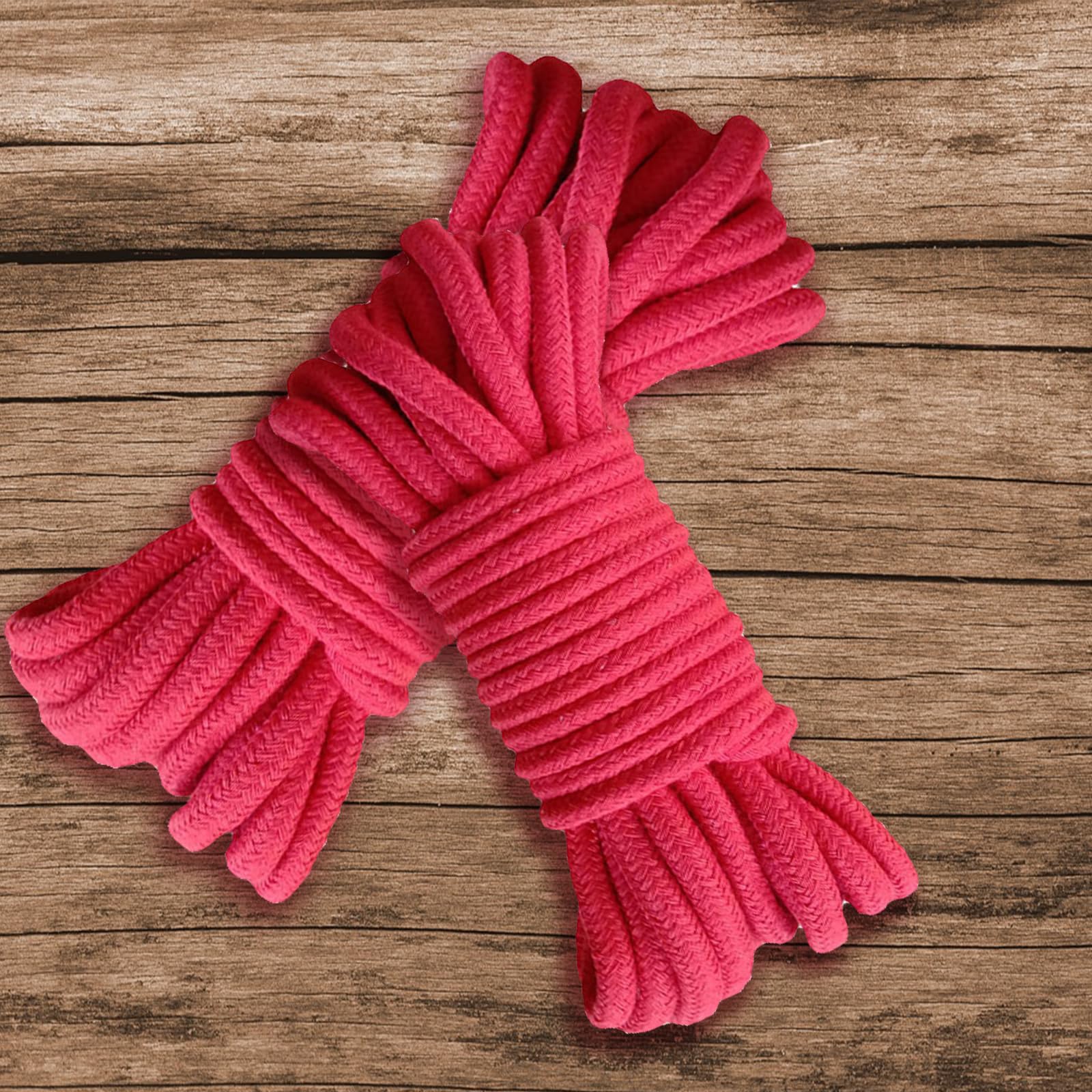 4 Piezas Cordón Retorcido de Algodón Grueso, 10 Metros de Largo, 8 mm de Espesor, Cuerda Trenzada para Tender Ropa, para Acampar, Jardinería, Canotaje, Tirar de la Cuerda, Mascota, Escalada (Rojo)