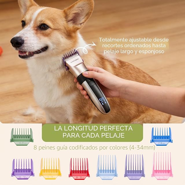 Foto 3 de 8 de BarberBoss Cortapelos inalámbrico para perros, impermeable, cuchillas de cerámica, pantalla LED, carga rápida