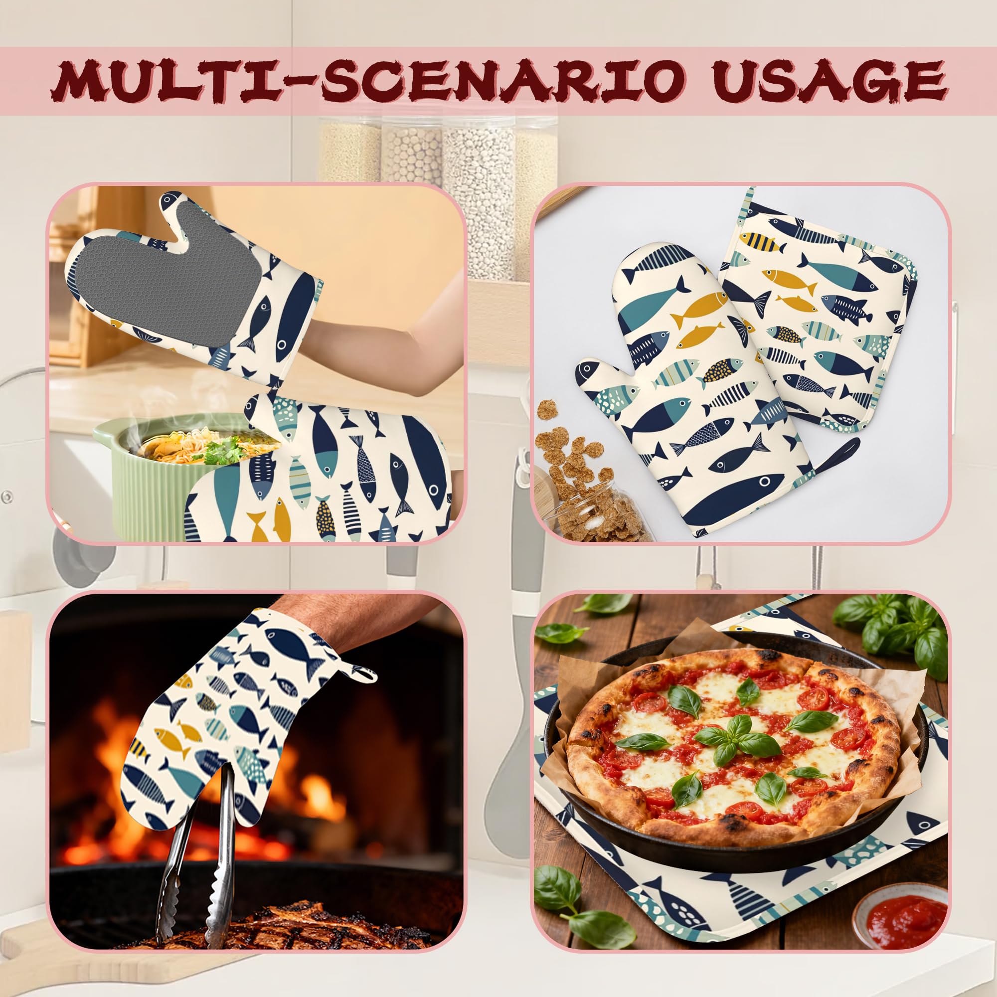 Maniques de four et maniques en silicone résistant à la chaleur avec poignée antidérapante pour cuisiner, pâtisserie, griller, barbecue