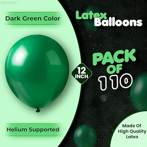 Miniatura 2 de KatchOn, Juego de globos de látex verdes, grandes de 12 pulgadas, paquete de 110, kit de guirnalda de globos verdes, globos verdes de látex para