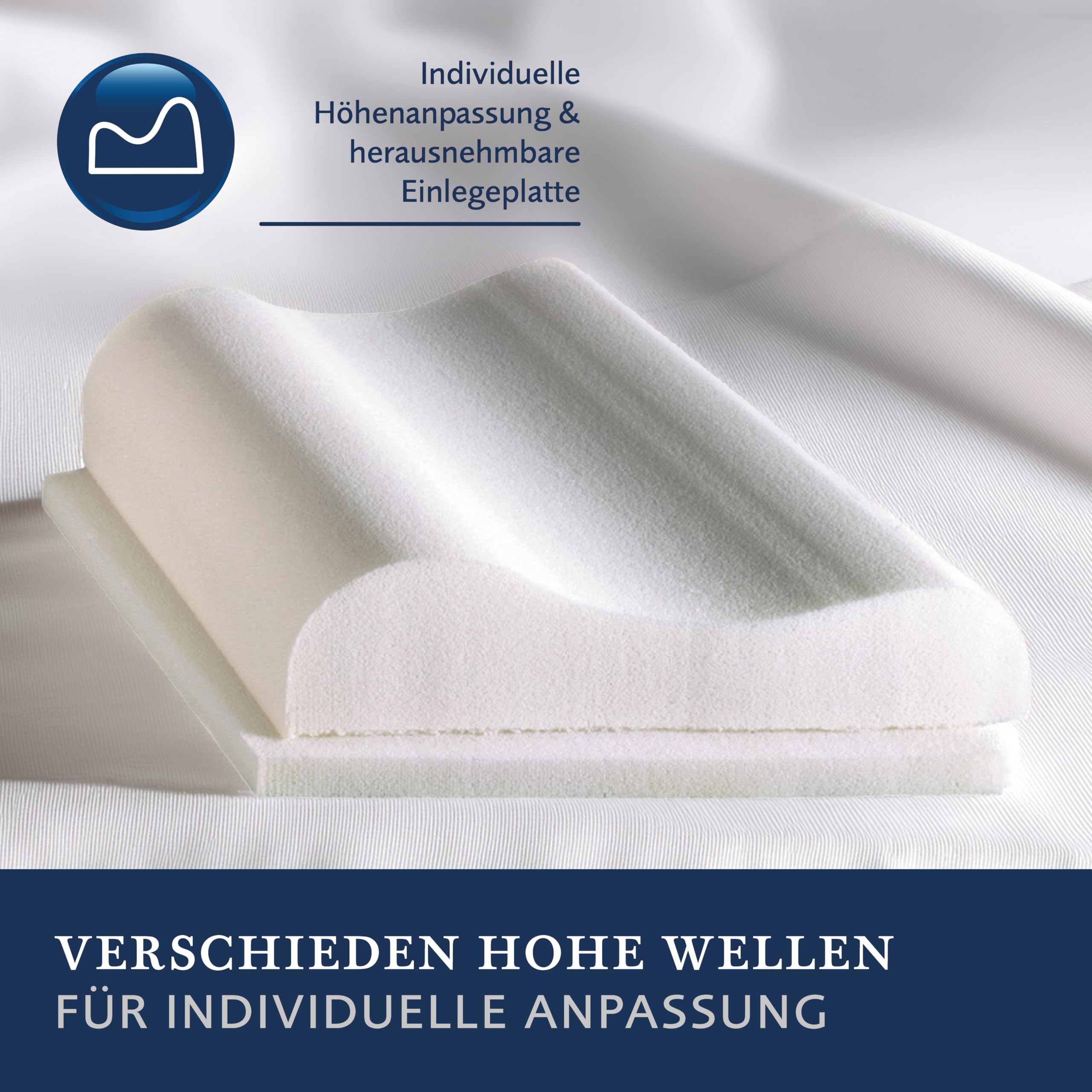 Billerbeck Kopfkissen S20 Visco - Nackenkissen – Kissen in 40 x 80 cm – Nackenstützkissen mit Visco High-Tech-Kern
