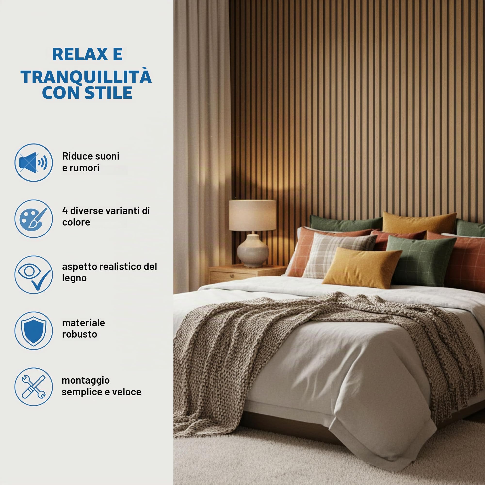 PROVISTON Pannelli acustici in legno 3D da parete in rovere naturale, 120 x 60 cm, 18 mm, pannelli in legno MDF su feltro fonoassorbente, decorazione da parete per soggiorno, camera da letto, cucina