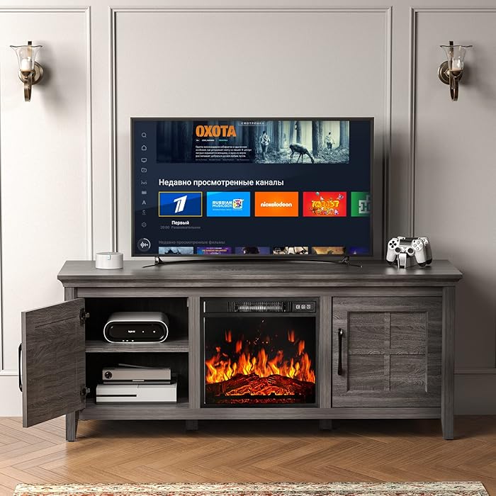 Buy Furnimics TV Stand with Fireplace for TVs up to 65 in, Fireplace TV