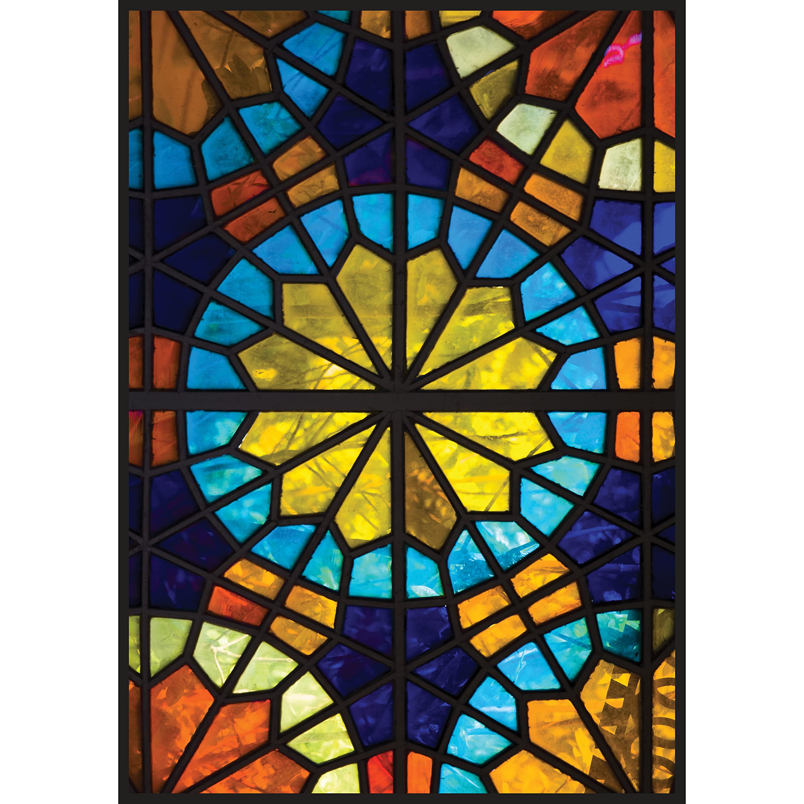 Sticker Électrostatique Vitre Vitrail Rosace 67x47cm pour Fenêtre