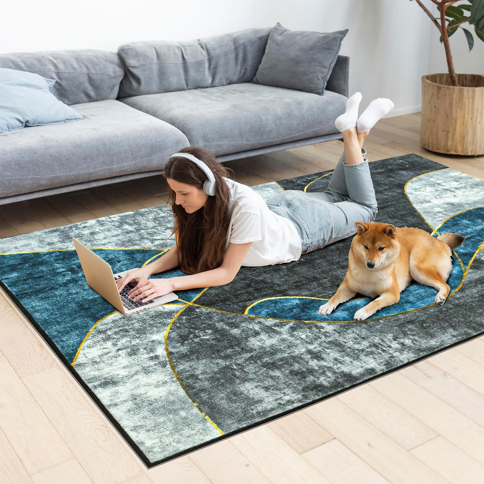 SURYA Tapis De Salon à Poils Courts Doux Abstrait Moderne EYRA
