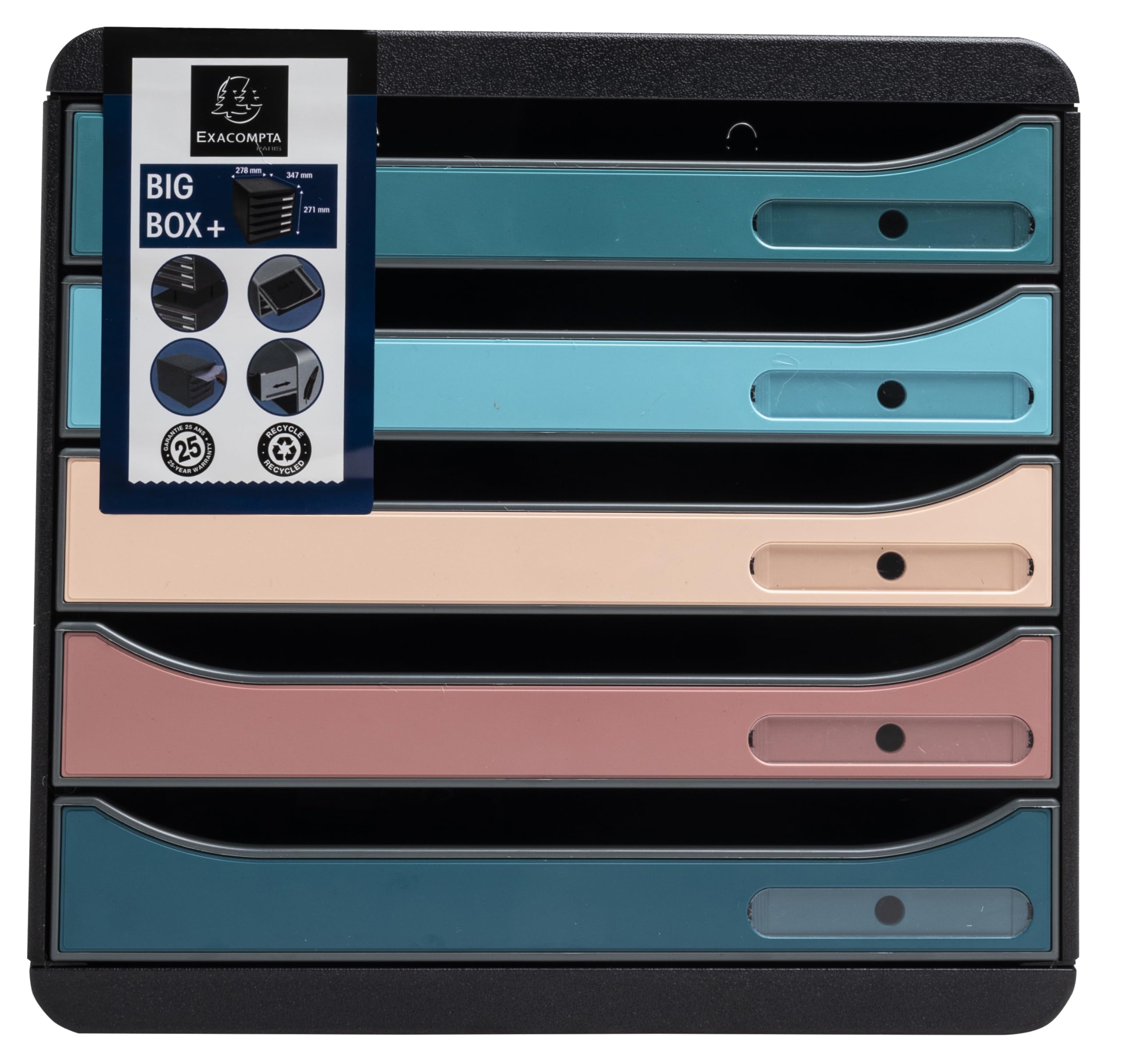 Exacompta BIG BOX+ Skandi Module de classement Caisson 5 tiroirs A4+ 34,7x27,8x27,1 cm