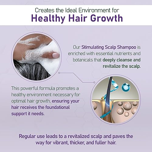 Miniatura 3 de NouriTress Champú estimulante para el cuero cabelludo, champú para cuero cabelludo seco, promueve el crecimiento del cabello con alcanfor, menta y