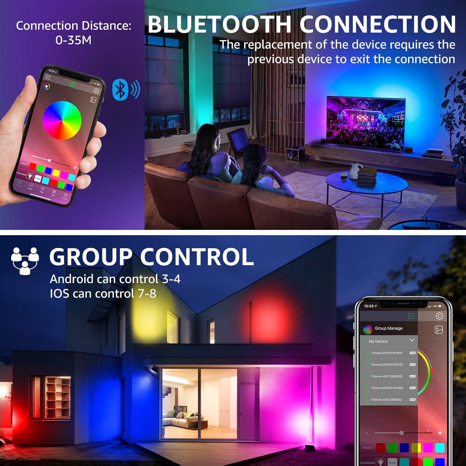 Buy Olafus 120W Equivalent RGBW Uplight, Bluetooth Color Changing Flood