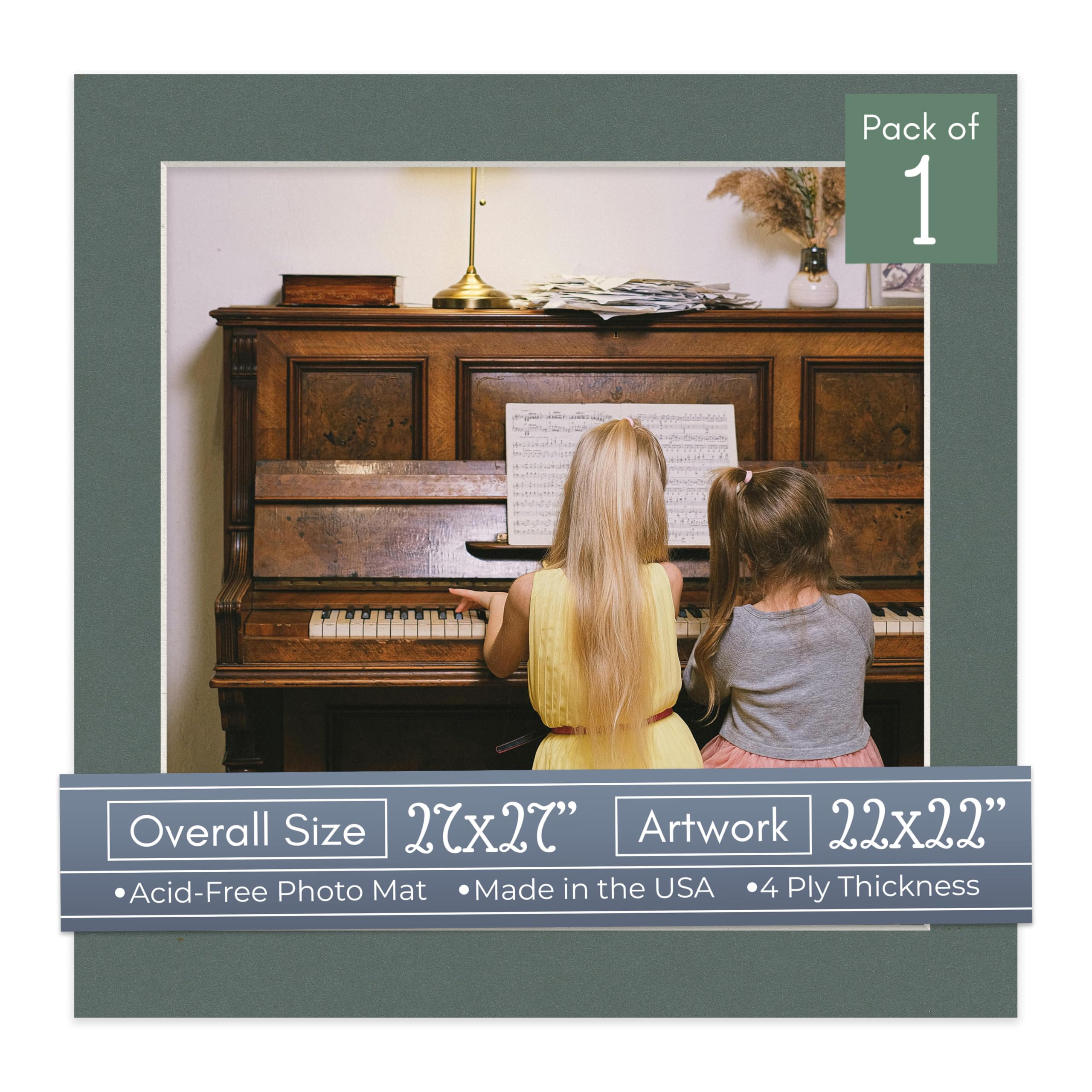 CountryArtHouse Charcoal Acid Free 27x27 Square Picture Frame Mat with White Core Bevel Cut for 22x22 Pictures - Fits 27x27 Frame - Pack of 1 Matboard Show Kit with Acid Free Backing & Clear Bag-image-19