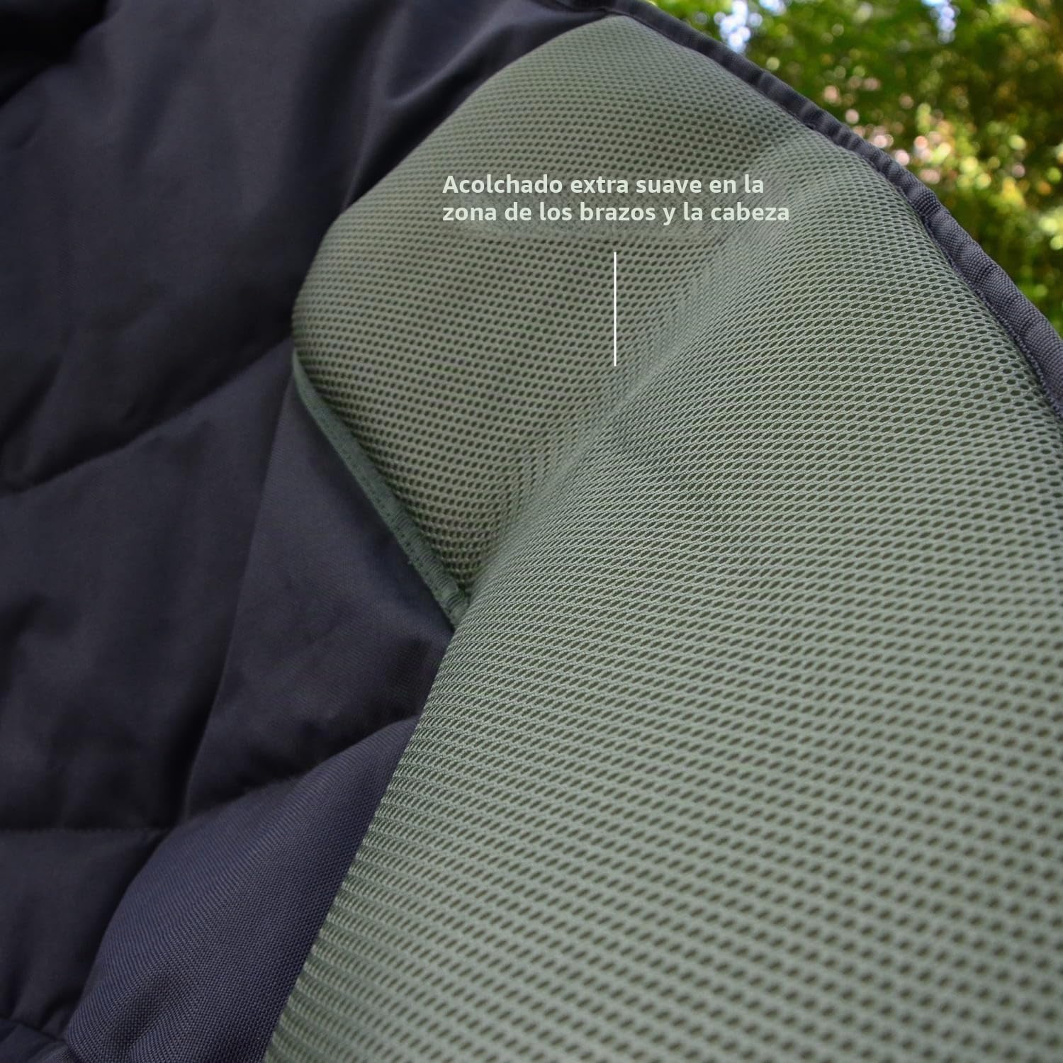 skandika Moonchair Deluxe XXL - Silla Plegable Muy cómoda y Estable en Formato XXL - Peso máx. del ususario hasta 150 kg - con Bolsa de Transporte (Verde)