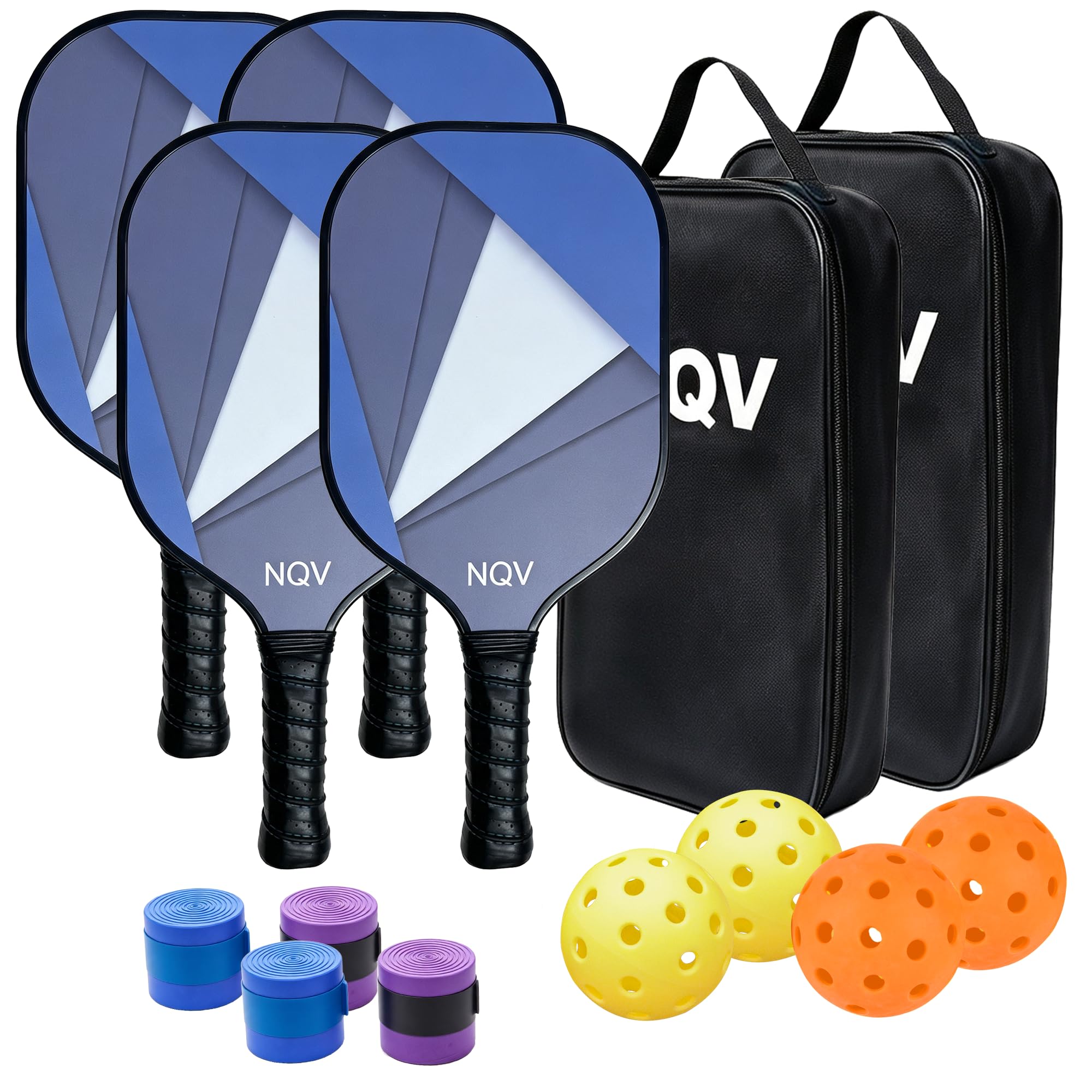 Pickleball Paddle Set 2/4/1, Carbon Fiber Paddle Set