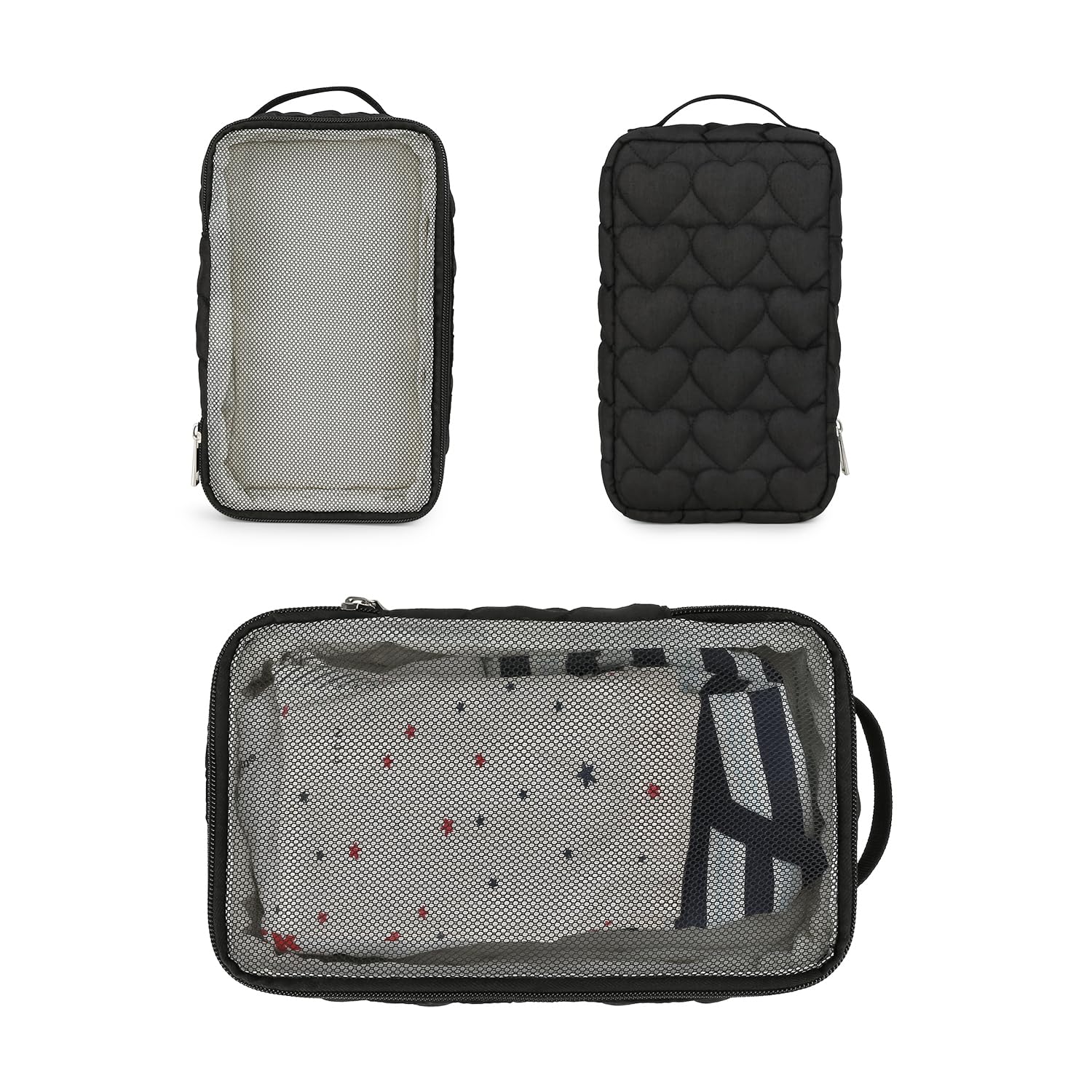 Baby Diaper Bag Organizer Pouches - 2 Pack Waterproof Pod Hanging Diaper Bag Mesh Bag Reusable, Washable or Baby Cloth Diapers (Black&White)