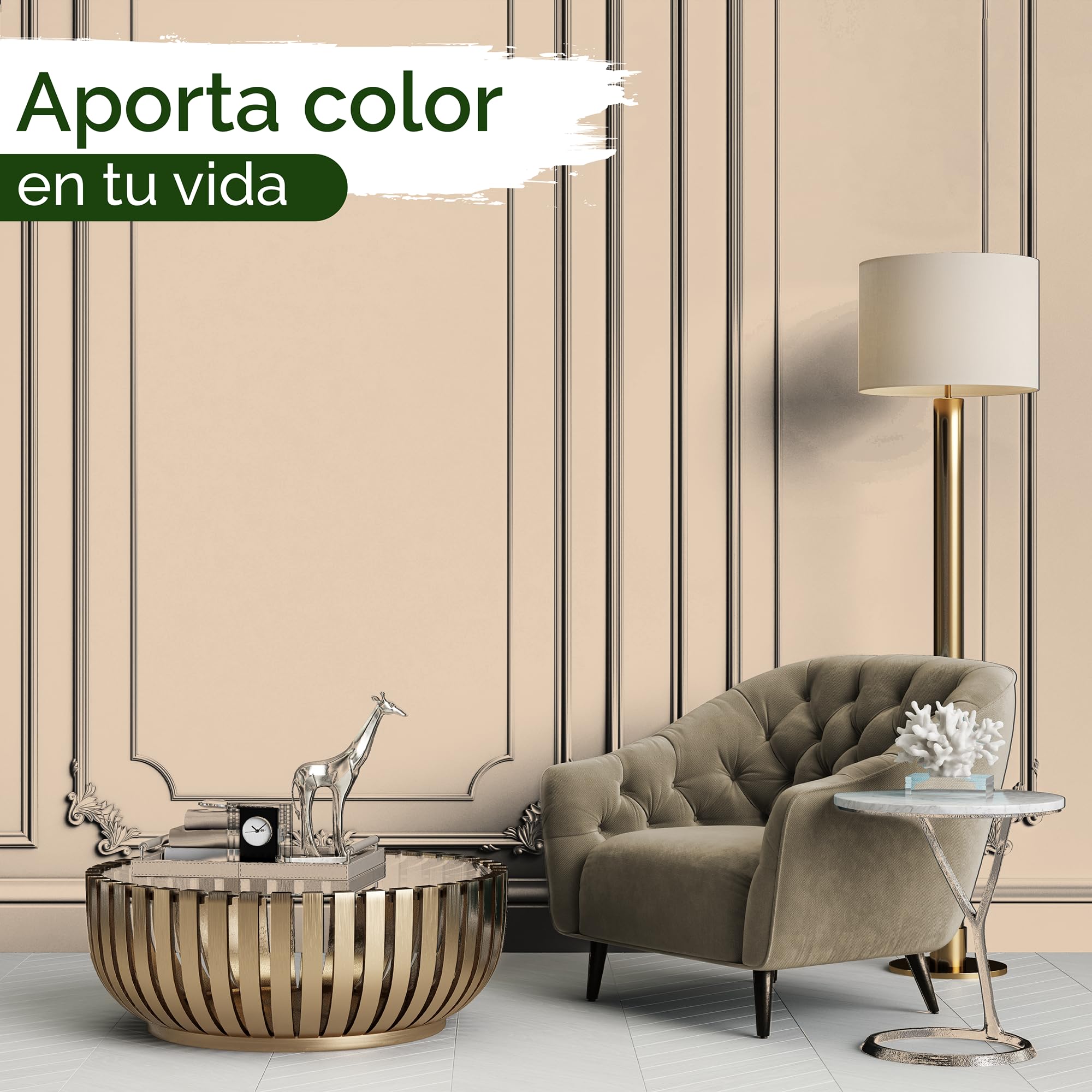 Pintura de pared beige para interiores - 5 litros y opacidad clase 1, sin vetas, antigoteo, ecológica y sin COV (Humble Hummus)