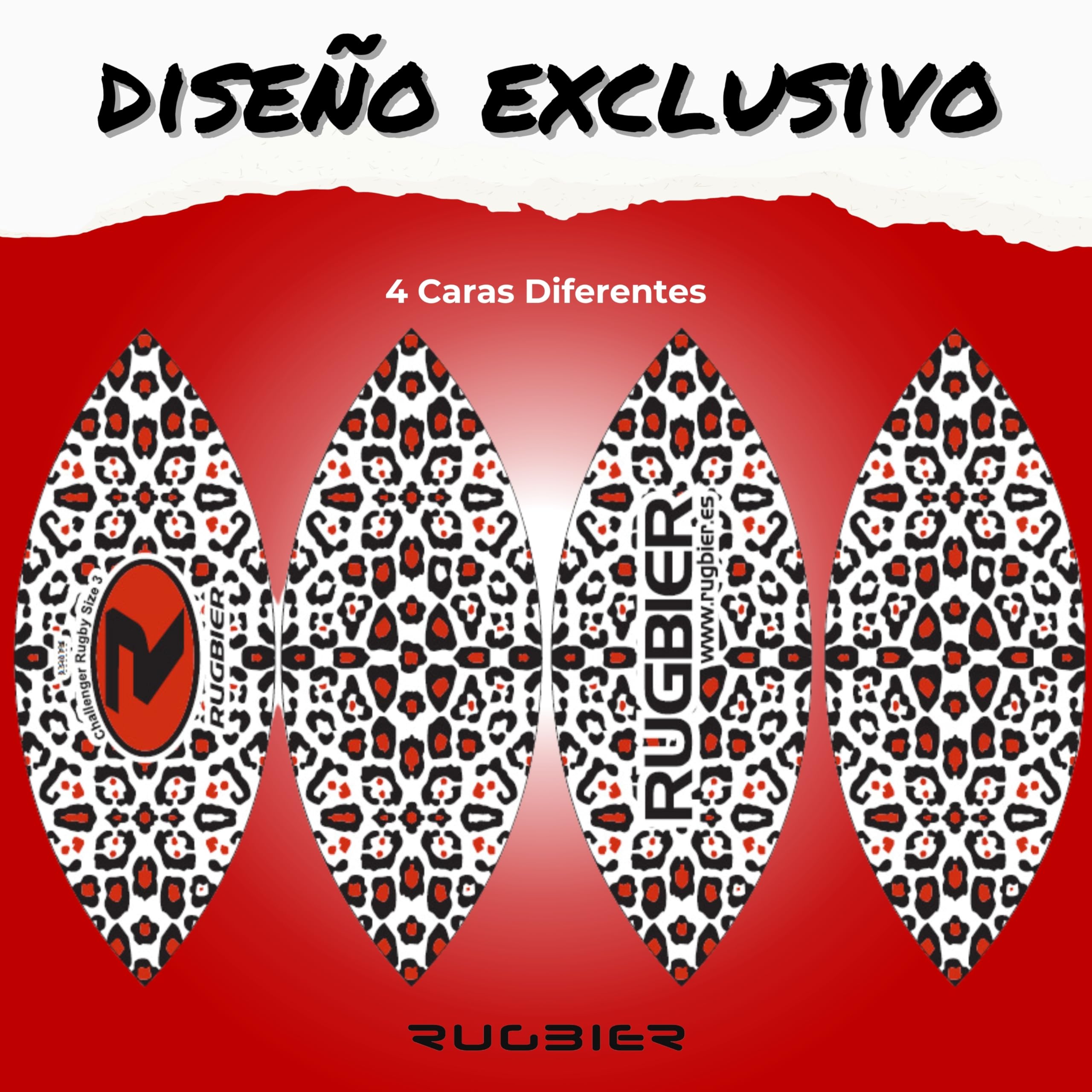 Balón de Rugby para Niños y Niñas T3 – Balón para Escuela - Iniciación y Entrenamiento - Diseño Exclusivo - Modelo Panther Red